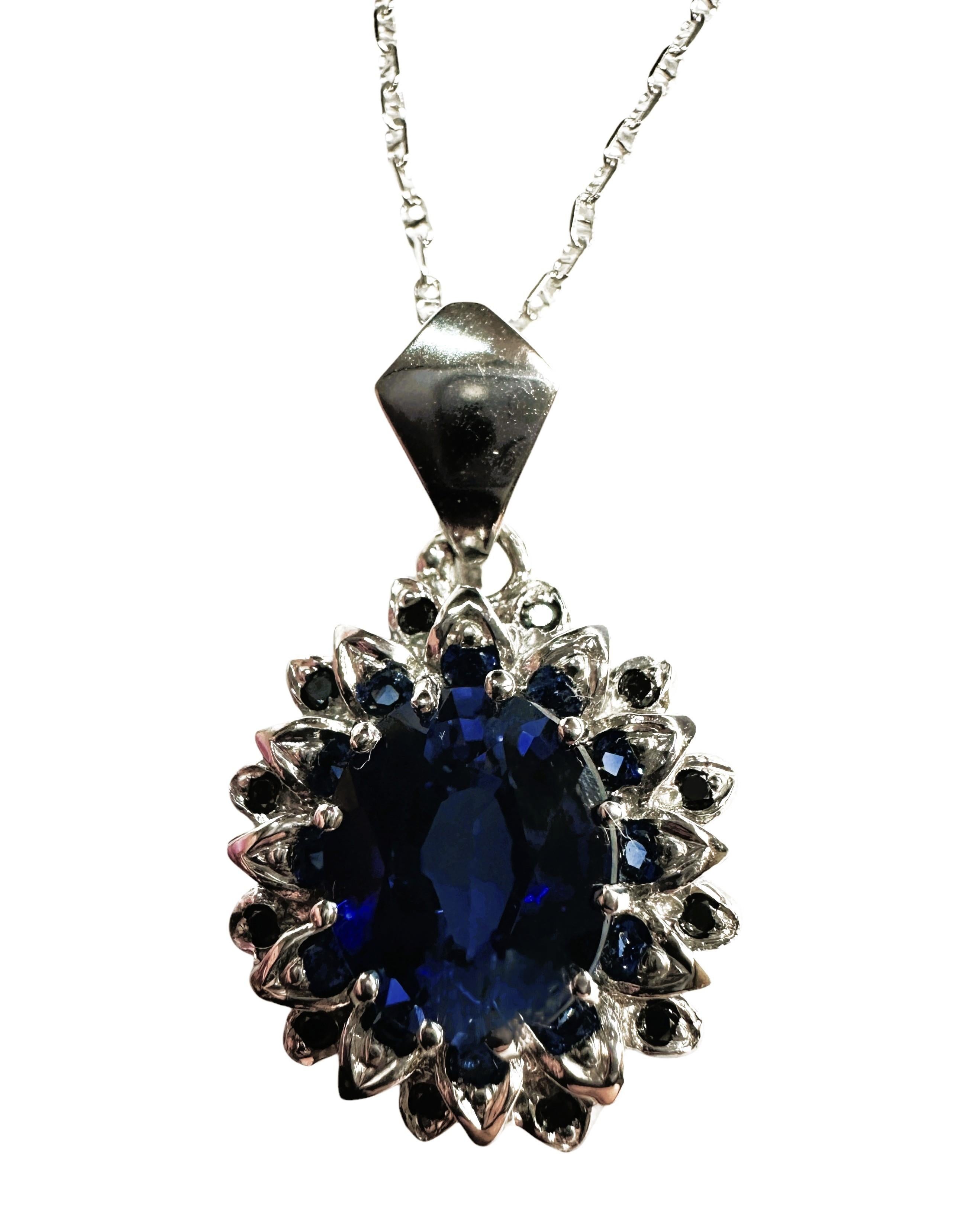 Nueva Sri Lanka  5,90 ct Zafiro Azul Real Collar Colgante de Esterlina 18