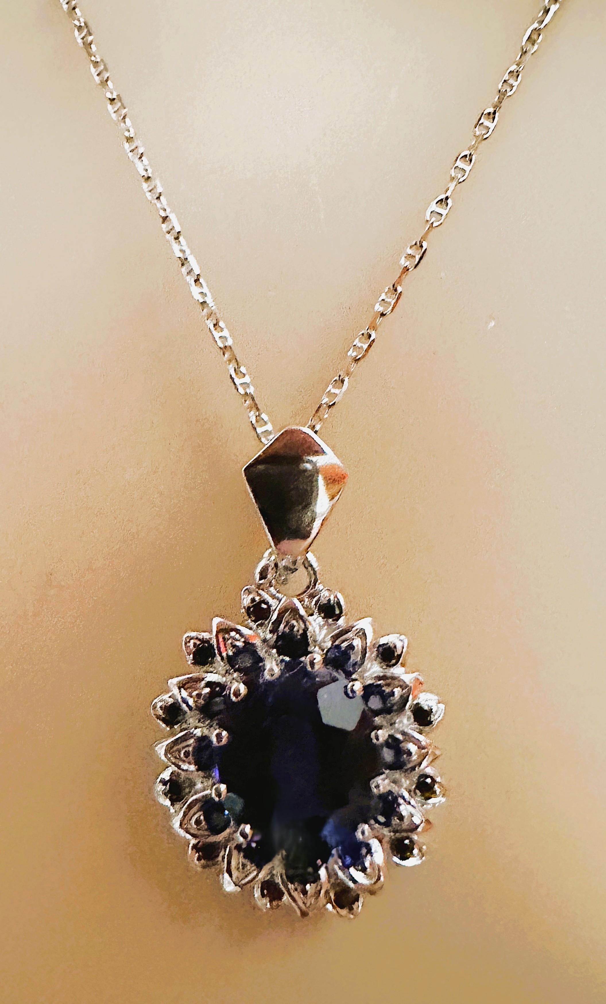 Nueva Sri Lanka  5,90 ct Zafiro Azul Real Collar Colgante de Esterlina 18