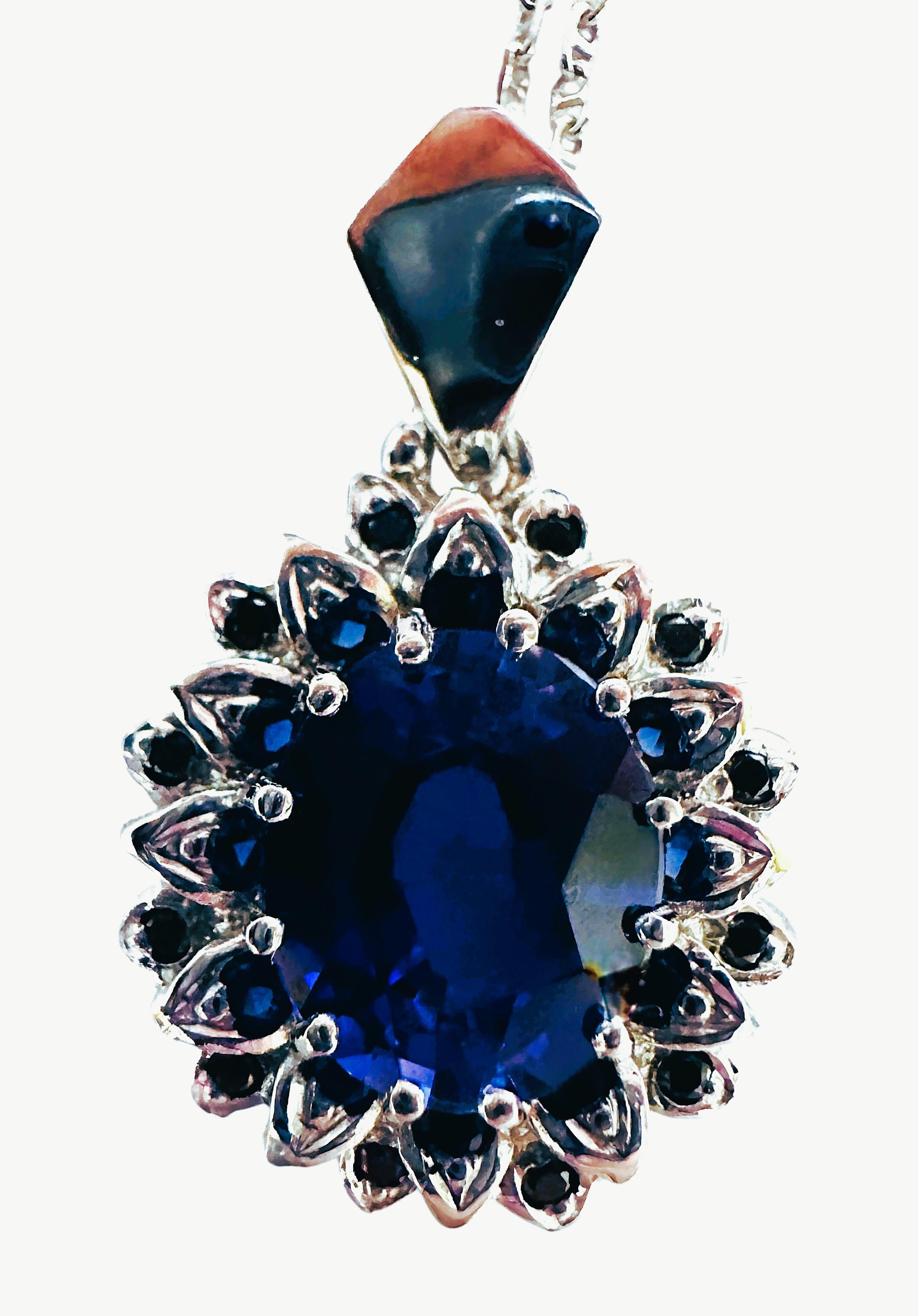 Nueva Sri Lanka  5,90 ct Zafiro Azul Real Collar Colgante de Esterlina 18
