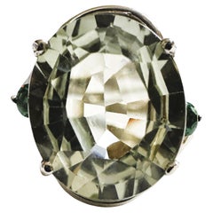 New Sri Lanka 6.0 Ct Green Sapphire Sterling Ring Size 6