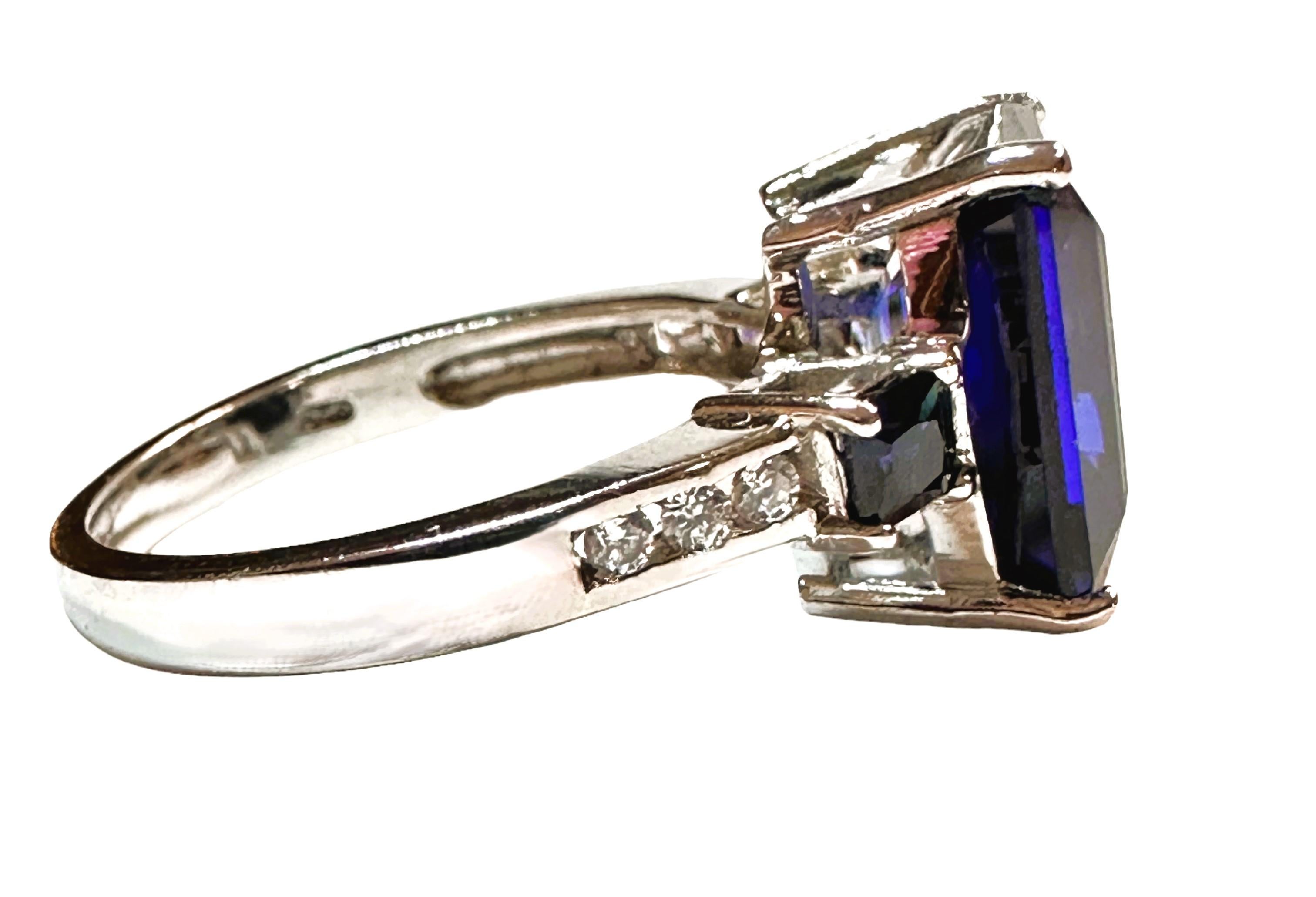 Neuer Sri Lanka 6,0 Karat königsblauer Saphir Sterling Ring Größe 6,5 im Zustand „Neu“ in Eagan, MN