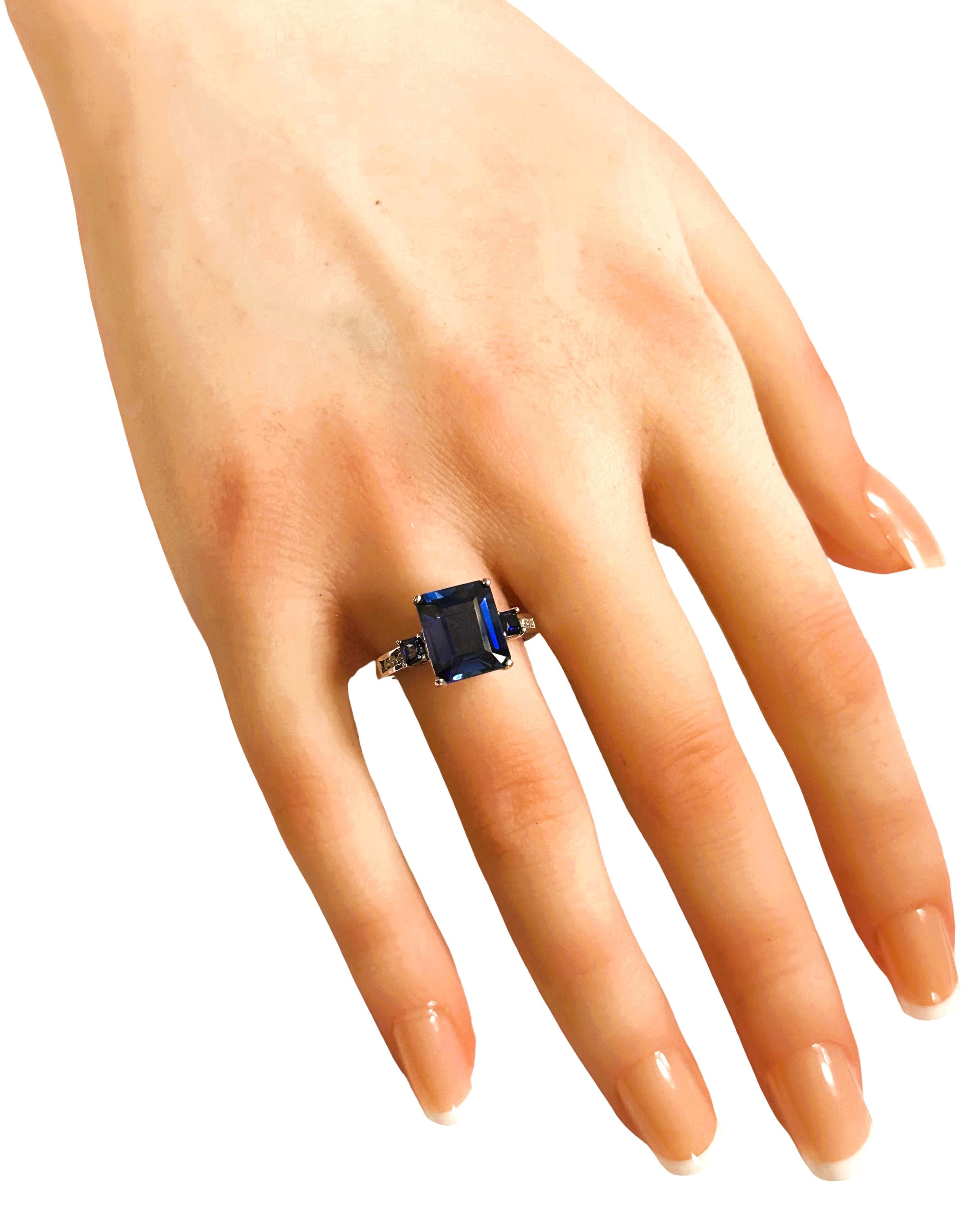 Neuer Sri Lanka 6,0 Karat königsblauer Saphir Sterling Ring Größe 6,5 Damen