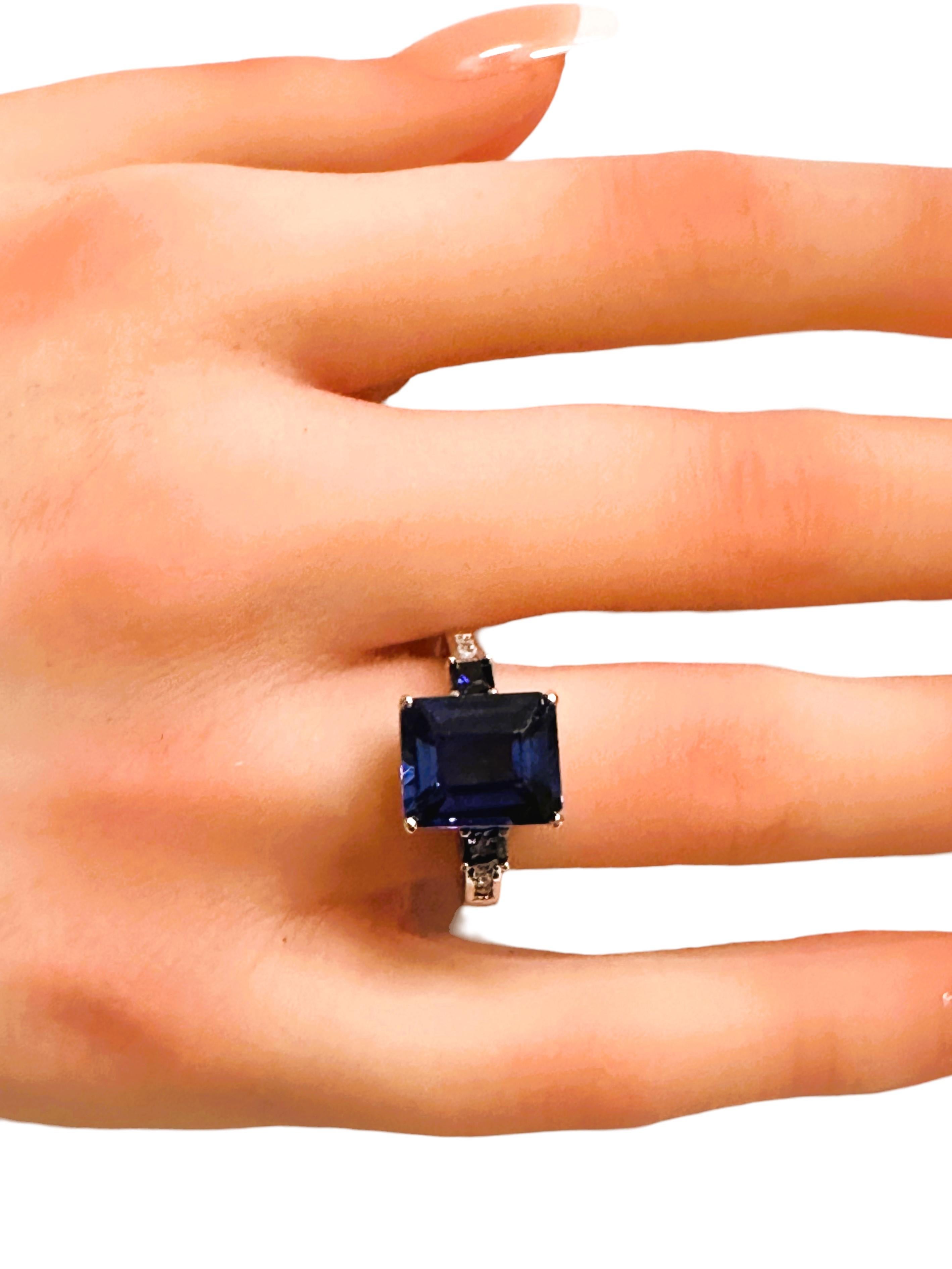 Neuer Sri Lanka 6,0 Karat königsblauer Saphir Sterling Ring Größe 6,5 1