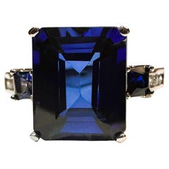 New Sri Lanka 6.0 Ct Royal Blue Sapphire Sterling Ring Size 6.5