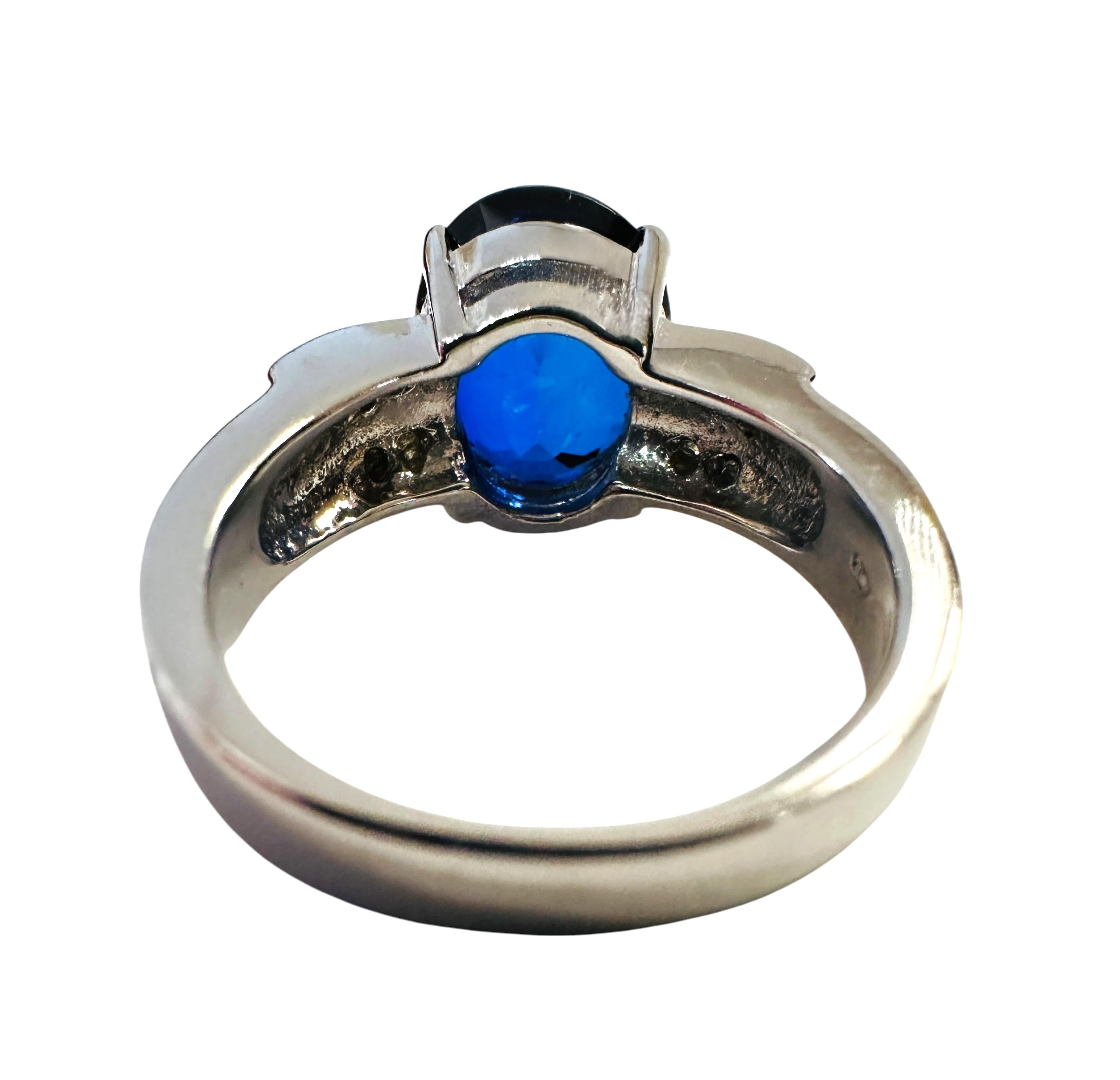 Nueva Sri Lanka Zafiro azul de 6,75 quilates y zafiro talla diamante Anillo de plata de ley en Nuevo Estado en Eagan, MN