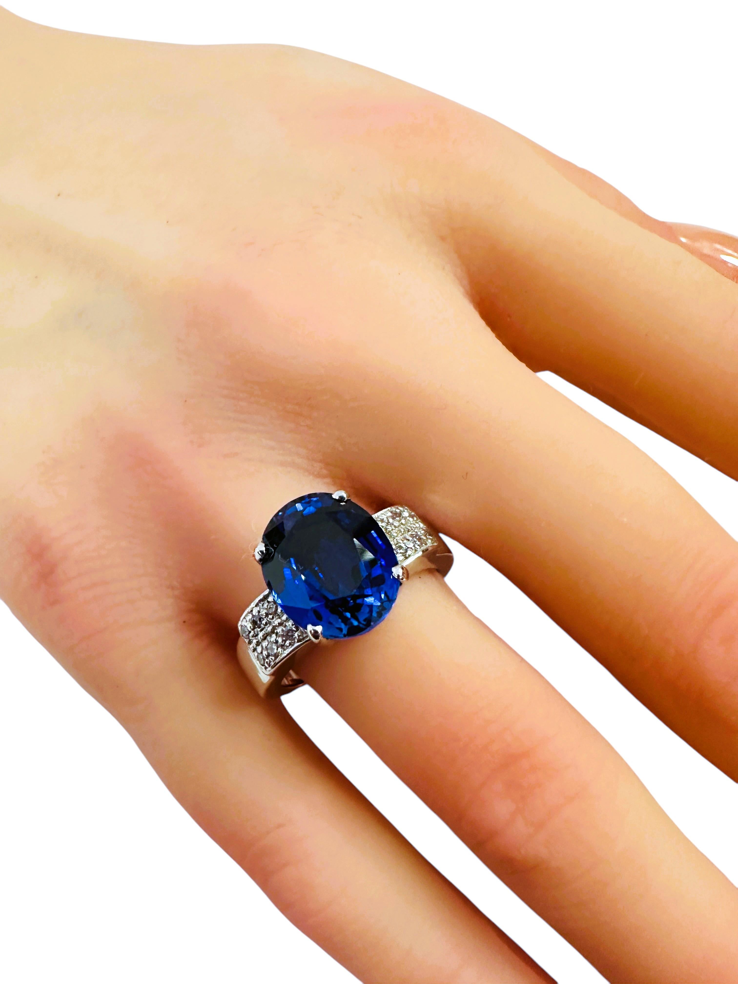 Nueva Sri Lanka Zafiro azul de 6,75 quilates y zafiro talla diamante Anillo de plata de ley 3