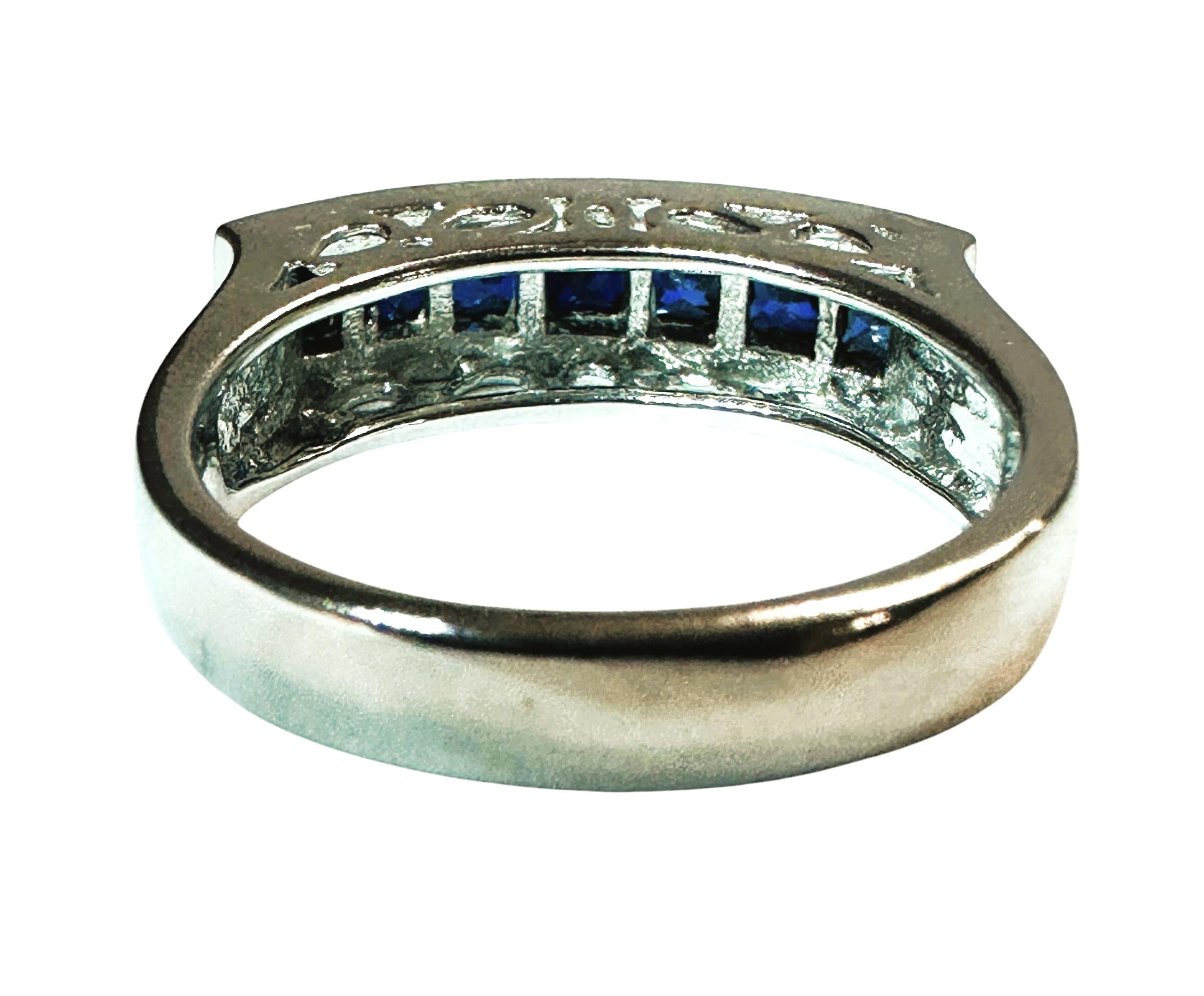  New Sri Lanka 7-Stone 2.1 Ct Princesse Cut Blue Sapphire Sterling Ring Pour femmes 