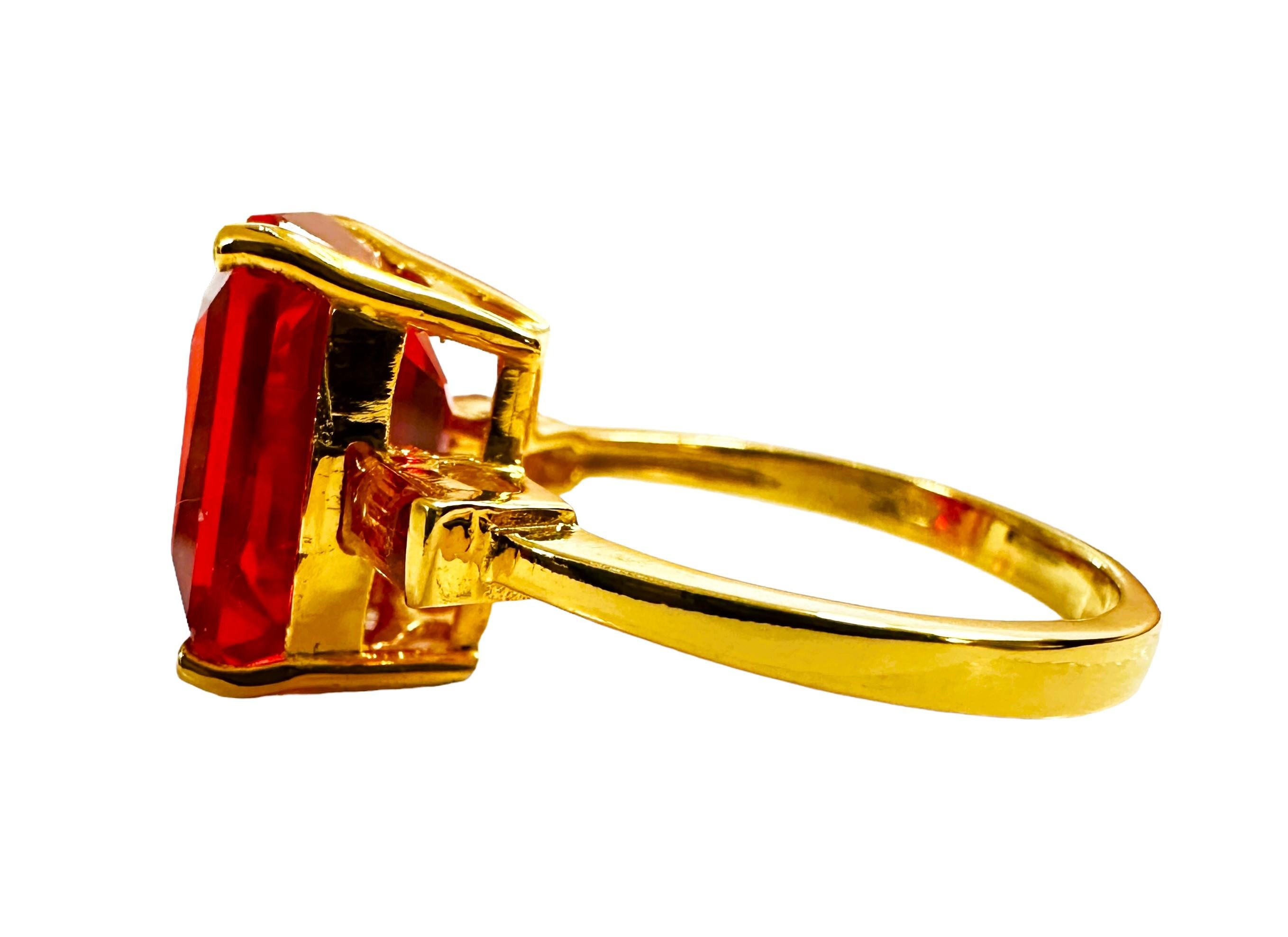 Neu Sri Lanka 7,10 Karat Rosa Padparadscha Saphir Y vergoldet  Sterling Ring (Art déco)