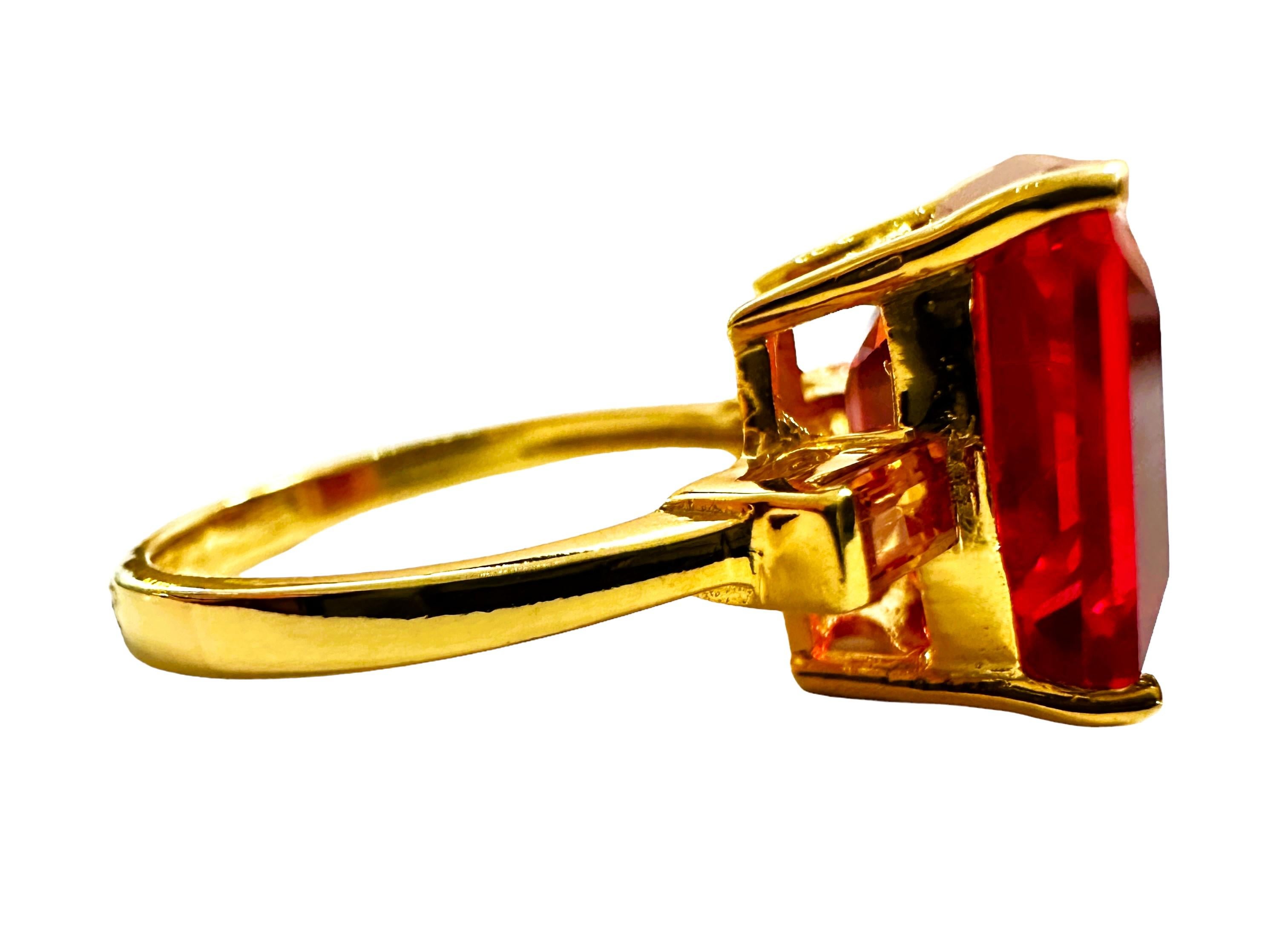 Neu Sri Lanka 7,10 Karat Rosa Padparadscha Saphir Y vergoldet  Sterling Ring im Zustand „Neu“ in Eagan, MN