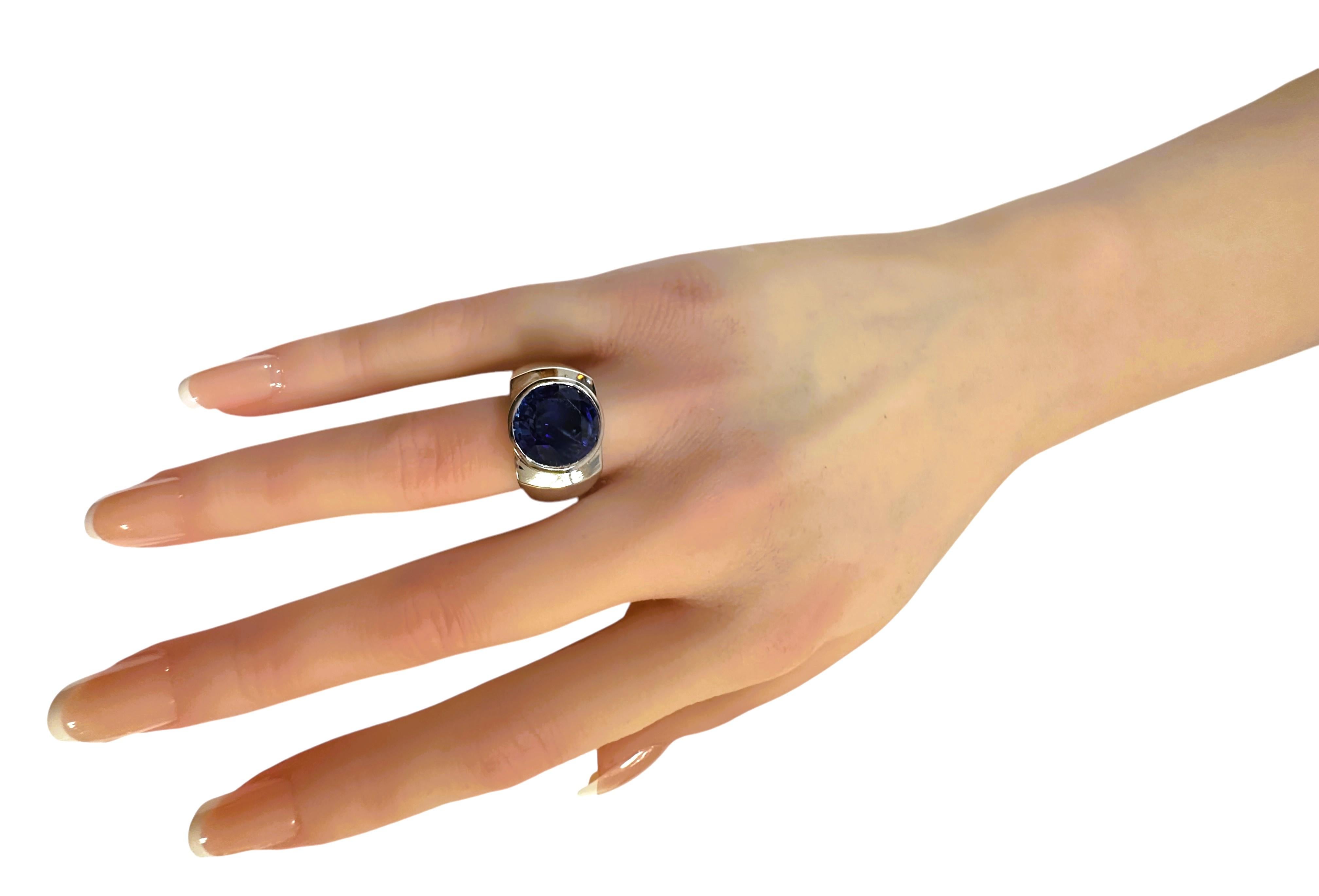 Nuevo Sri Lanka Zafiro azul solitario de 7,45 quilates Anillo de plata de ley Talla 7 4