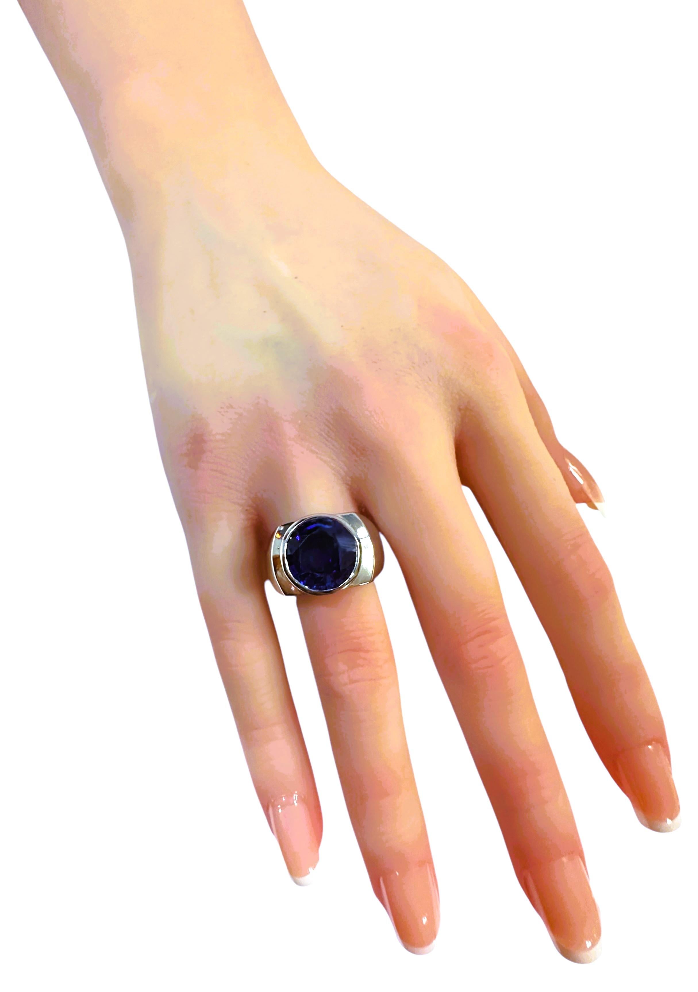 Nuevo Sri Lanka Zafiro azul solitario de 7,45 quilates Anillo de plata de ley Talla 7 5