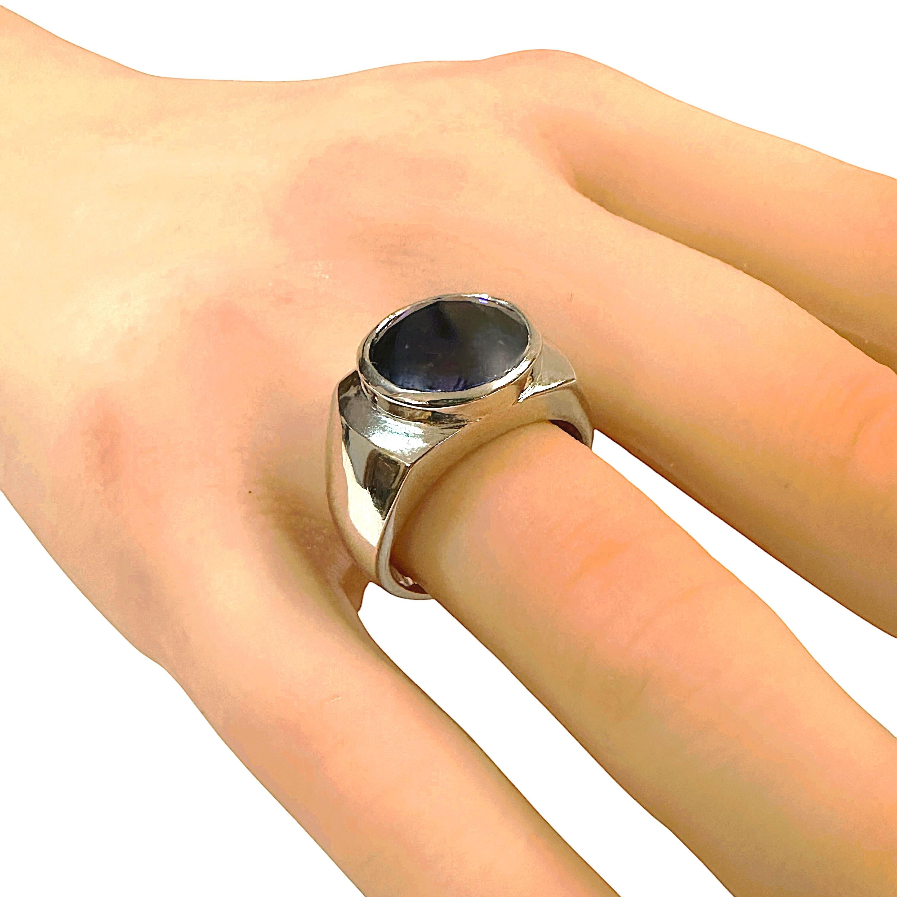 Nuevo Sri Lanka Zafiro azul solitario de 7,45 quilates Anillo de plata de ley Talla 7 Corte redondo