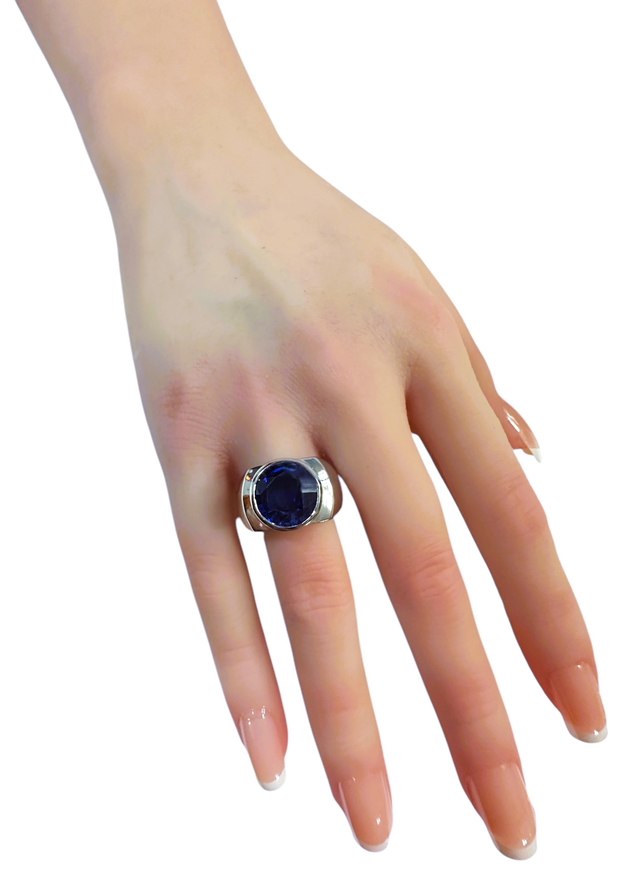 Nuevo Sri Lanka Zafiro azul solitario de 7,45 quilates Anillo de plata de ley Talla 7 en Nuevo Estado en Eagan, MN