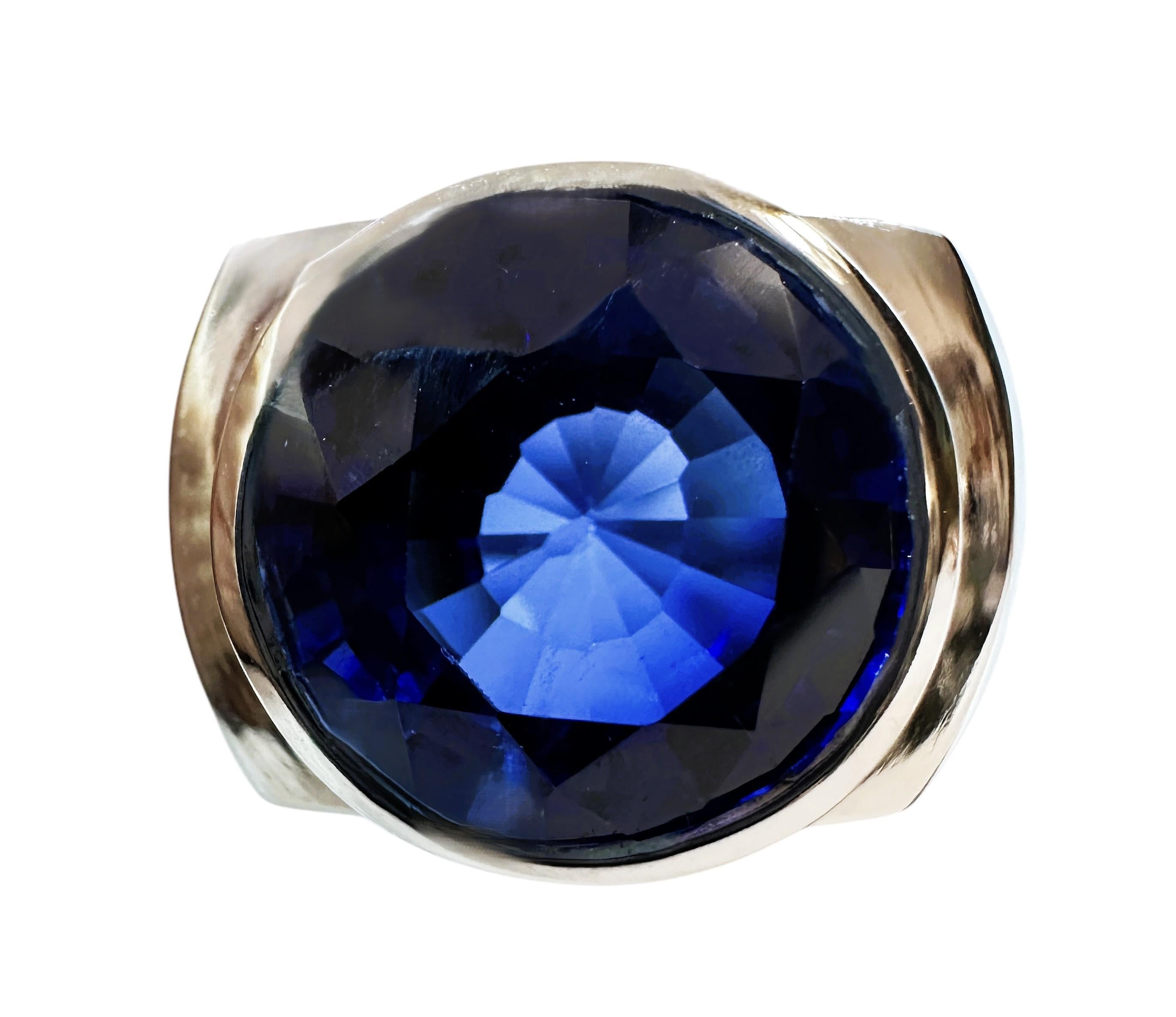 De las mujeres Nuevo Sri Lanka Zafiro azul solitario de 7,45 quilates Anillo de plata de ley Talla 7