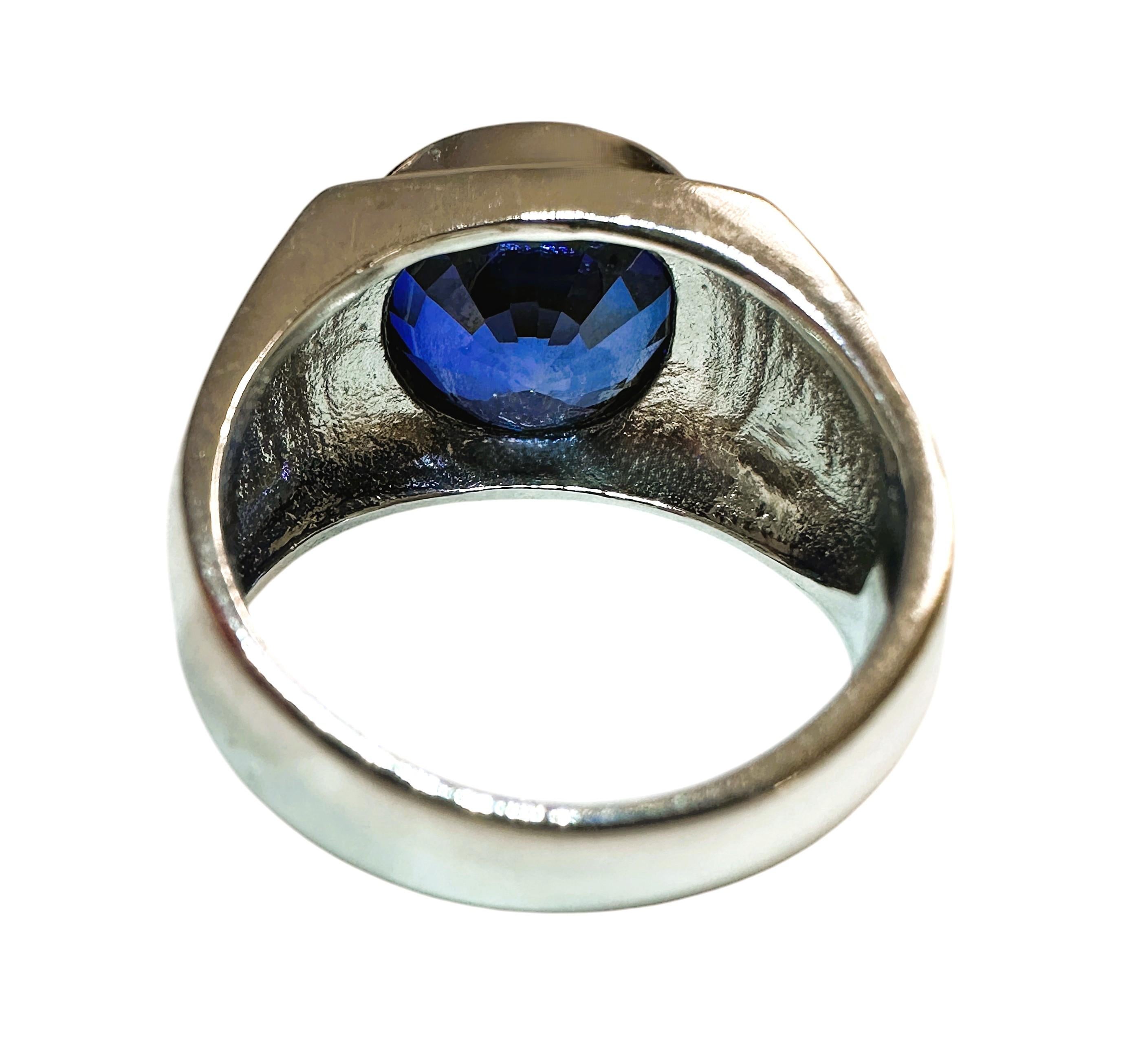 Nuevo Sri Lanka Zafiro azul solitario de 7,45 quilates Anillo de plata de ley Talla 7 2