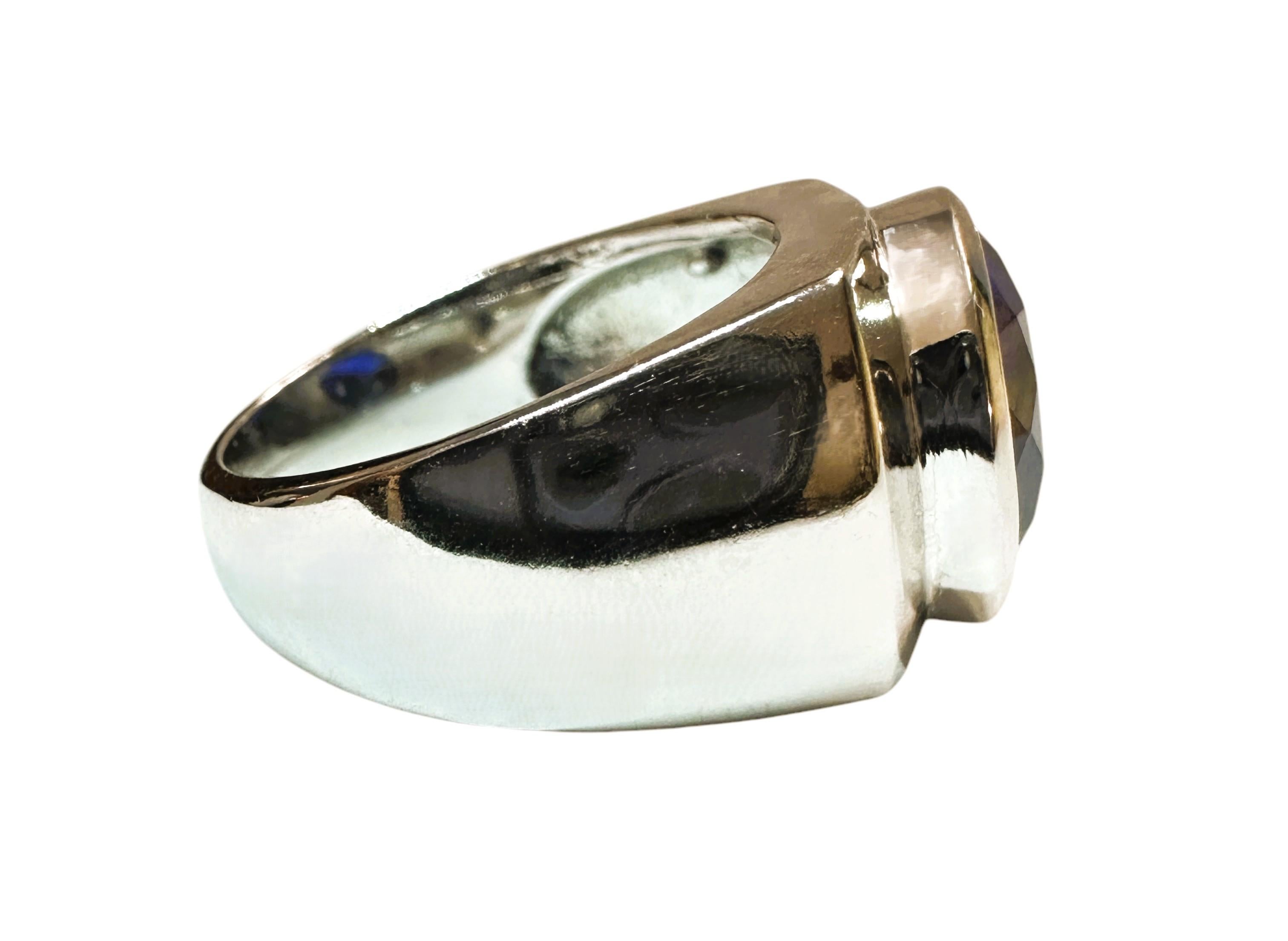 Nuevo Sri Lanka Zafiro azul solitario de 7,45 quilates Anillo de plata de ley Talla 7 3