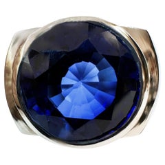 Nuevo Sri Lanka Zafiro azul solitario de 7,45 quilates Anillo de plata de ley Talla 7