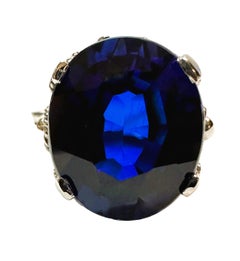 New Sri Lanka 7.60 Ct Dark Blue Sapphire Filigree Sterling Ring Size 6.75