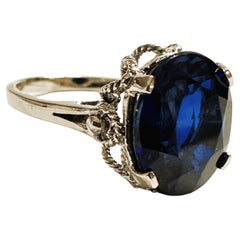 New Sri Lanka 7.60 Ct Dark Blue Sapphire Filigree Sterling Ring Size 6.75