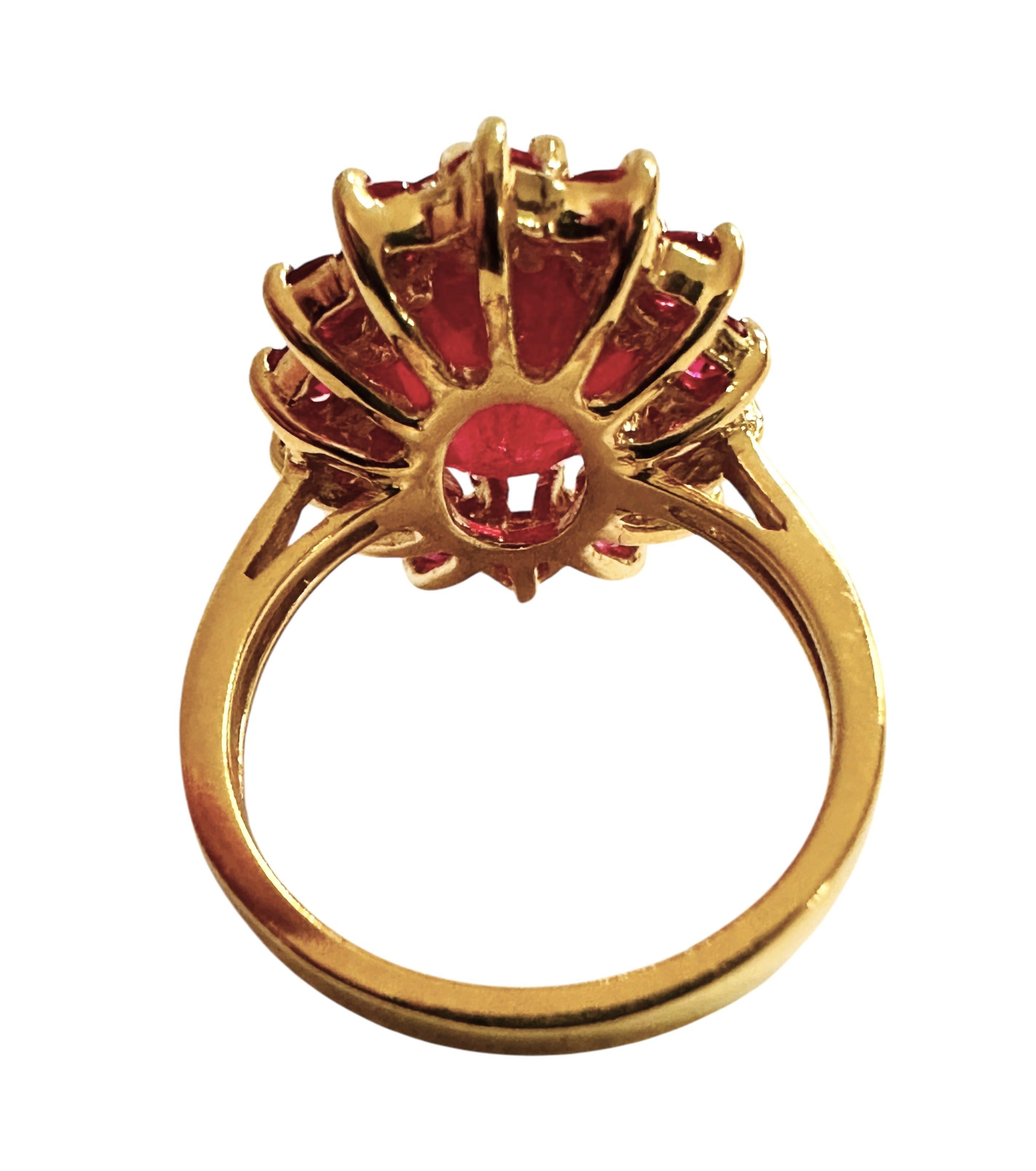 Oval Cut New Sri Lanka 7.90 Ct Red Sapphire Yellow Gold Plated Sterling Ring