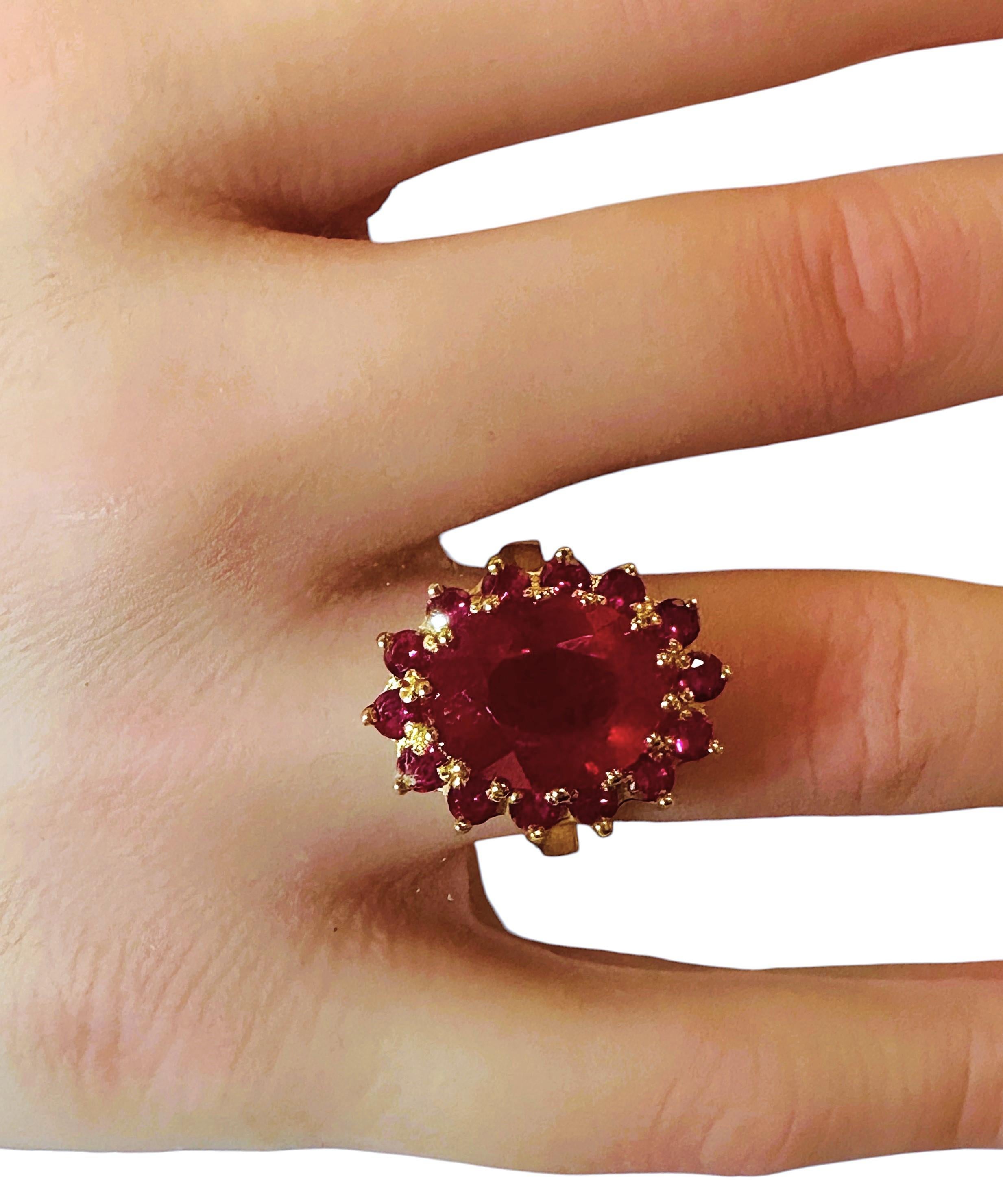 New Sri Lanka 7.90 Ct Red Sapphire Yellow Gold Plated Sterling Ring 1