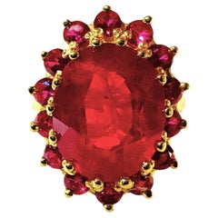 New Sri Lanka 7.90 Ct Red Sapphire Yellow Gold Plated Sterling Ring