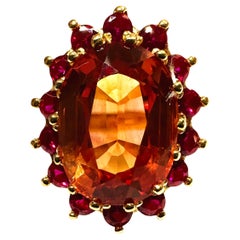 New Sri Lanka 8.10 Ct Padparadscha Sapphire YGold Plated Sterling Ring