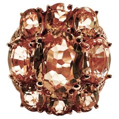 New Sri Lanka 8.30 Ct Pink Peach & White Sapphire Rose Gold Plated Sterling Ring