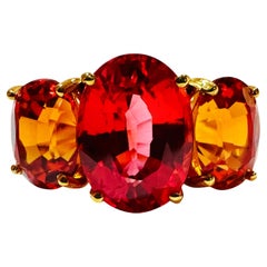 New Sri Lanka 8.50 Ct Padparadscha Sapphire YGold Plated Sterling Ring