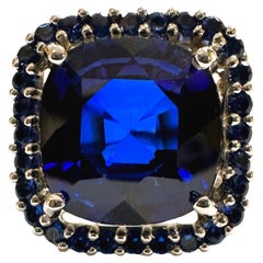 New Sri Lanka 8.50 Ct Vivid Blue Sapphire Sterling Ring Size 6.75