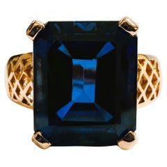 New 9.36 Carat Blue Sapphire Rose Gold Plated Sterling Ring Size 6