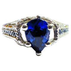 New Sri Lanka IF 1.0 Ct Cornflower Blue Sapphire Sterling Silver Ring Size 7.25