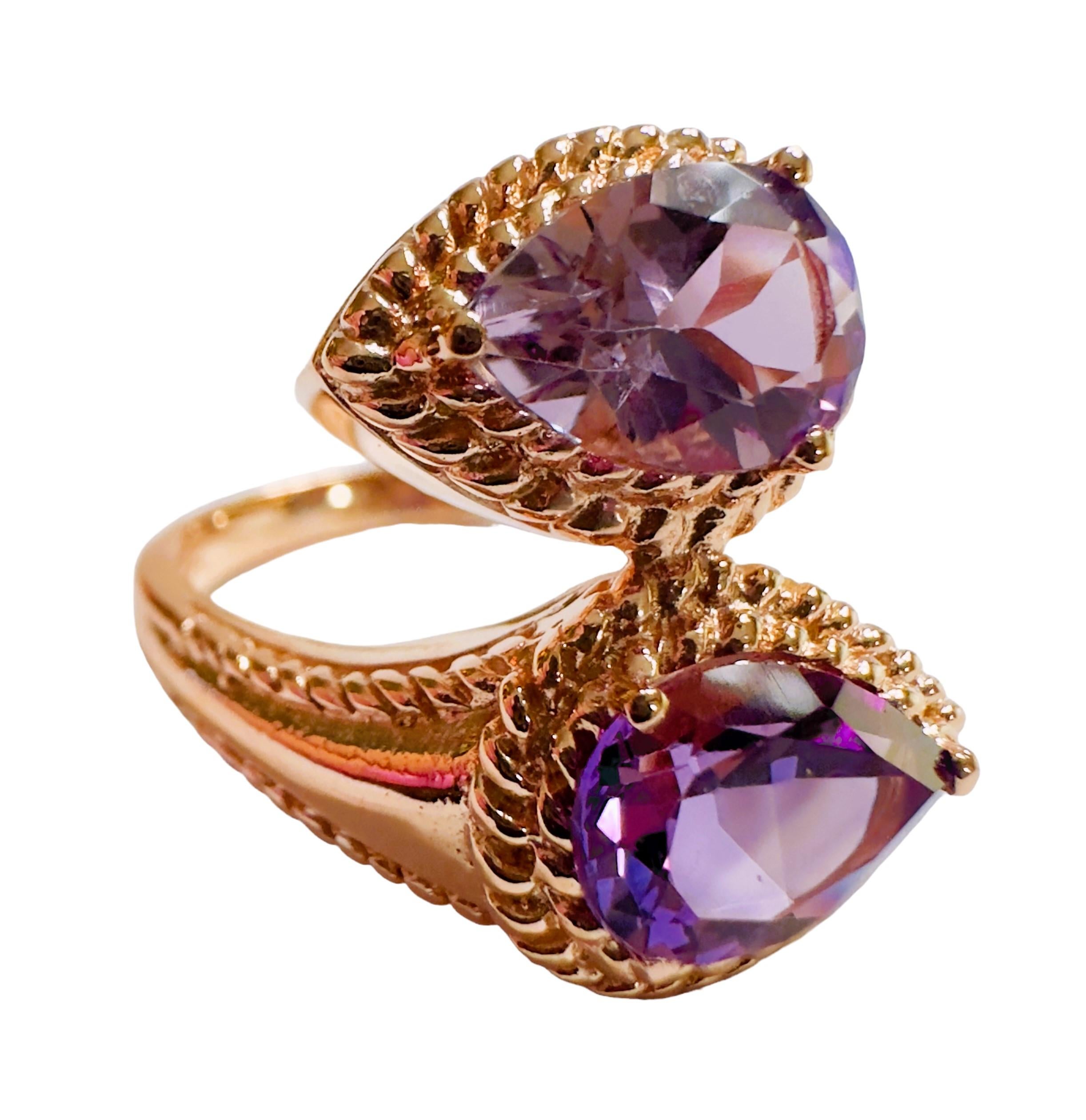 New Sri Lanka IF 3 ct Double Purple Sapphire Rose Gold Sterling Ring 1