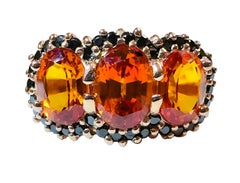 New SriLanka 5.67 Ct Fanta Spessartite Garnet & Spinel RGold Plate Sterling Ring
