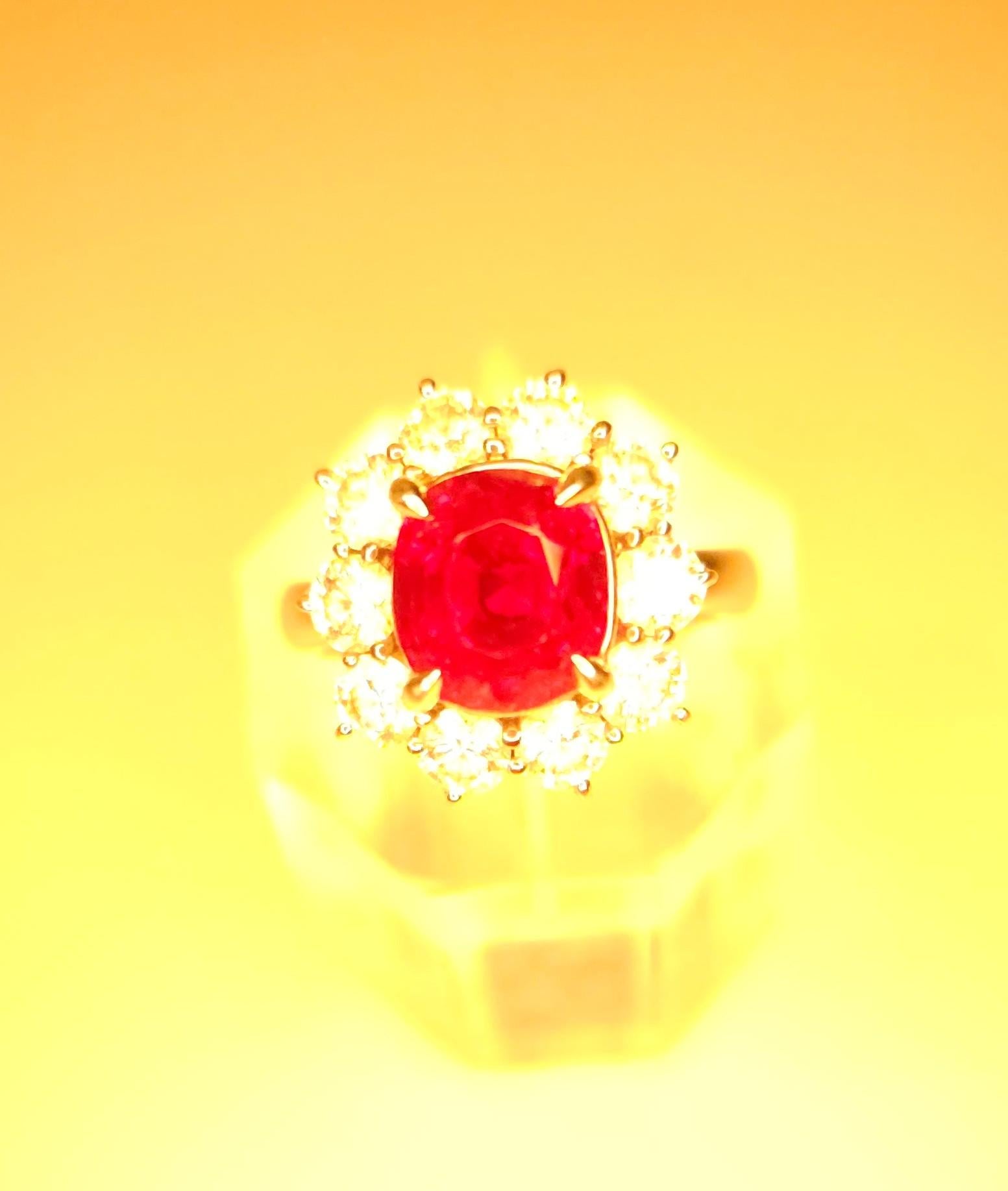 NOUVELLE bague en platine avec diamant rubis de Birmanie Mogok rouge pigeon non chauffé de 4,542 carats en vente 4