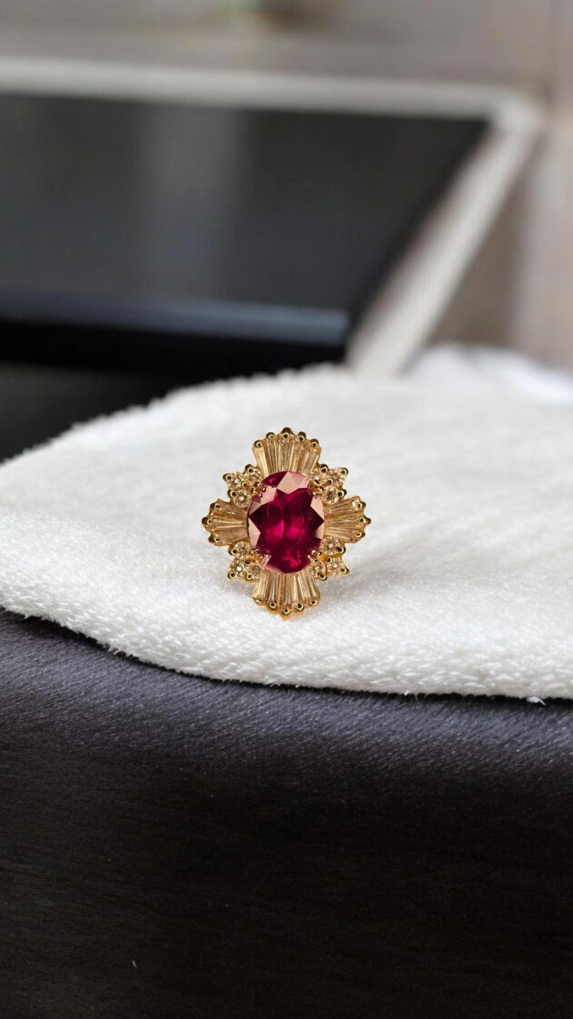 New SSEF Cert 5.641 CT Unheated Burma Mogok Clean Pigeon Red Ruby Diamond Ring For Sale 6