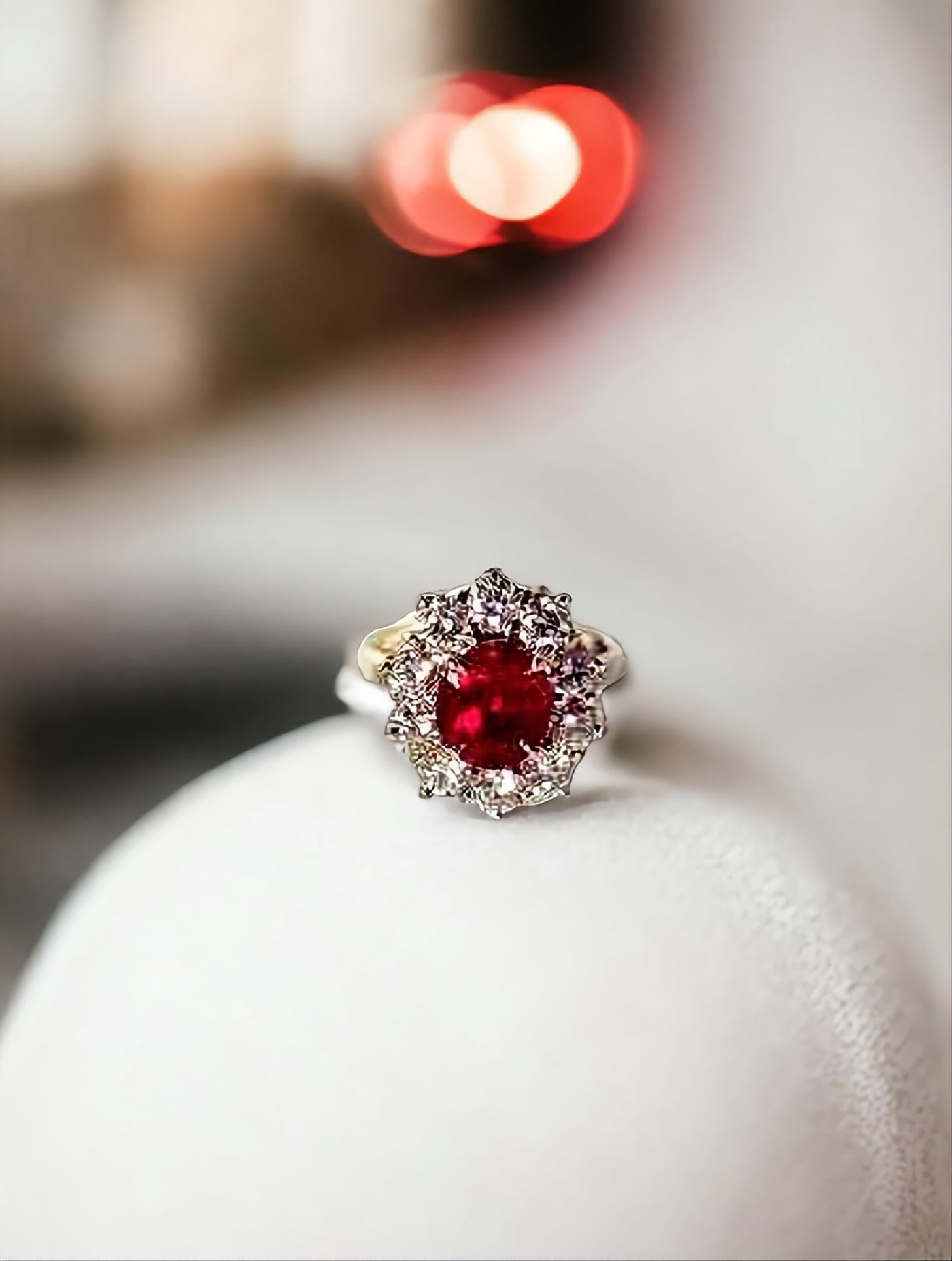 SSEF CERT PIGEON RED 2.50Ct Unheated Clean Burma Mogok Ruby Diamond Ring For Sale 4