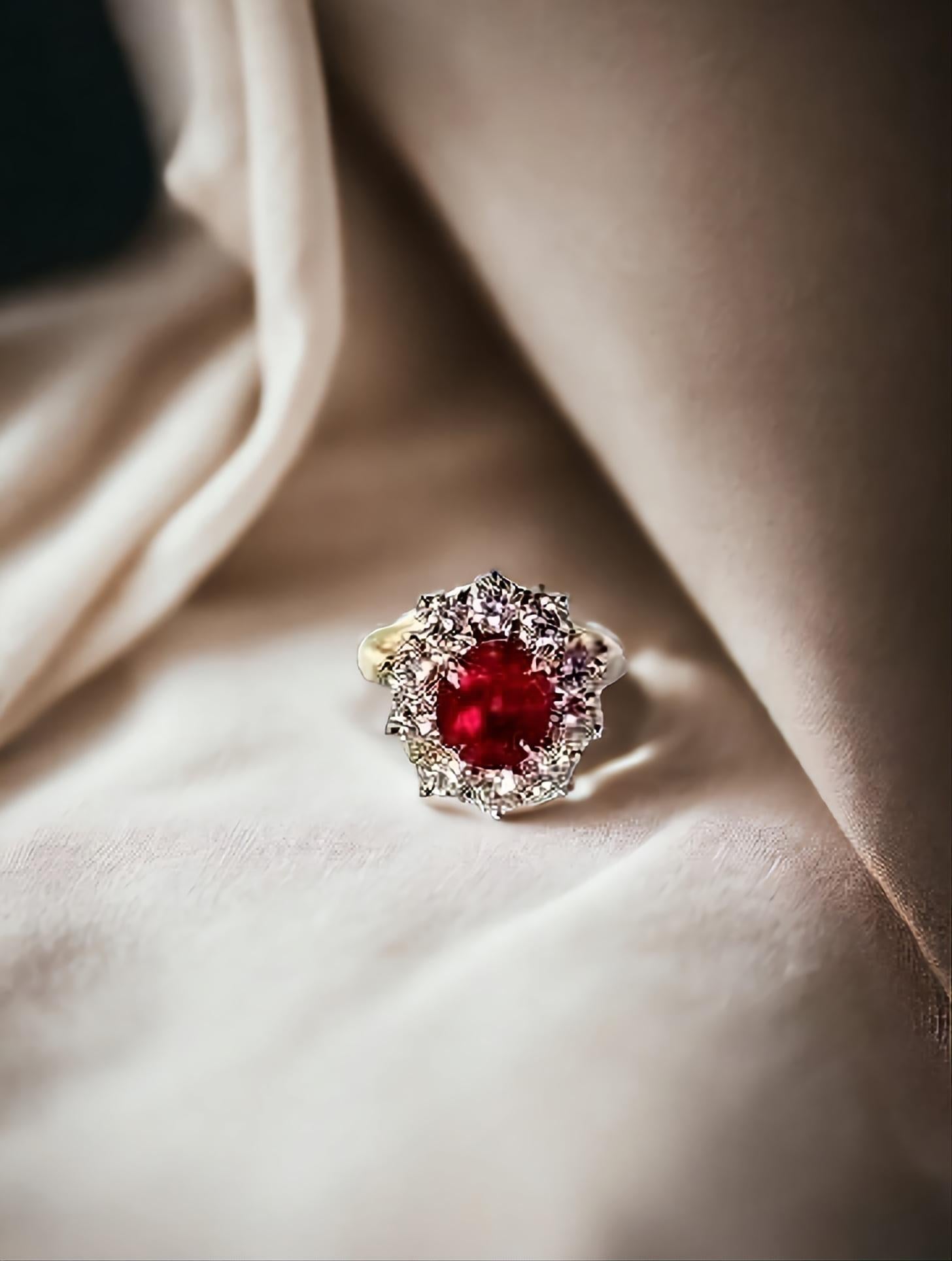 SSEF CERT PIGEON RED 2.50Ct Unheated Clean Burma Mogok Ruby Diamond Ring   For Sale 7