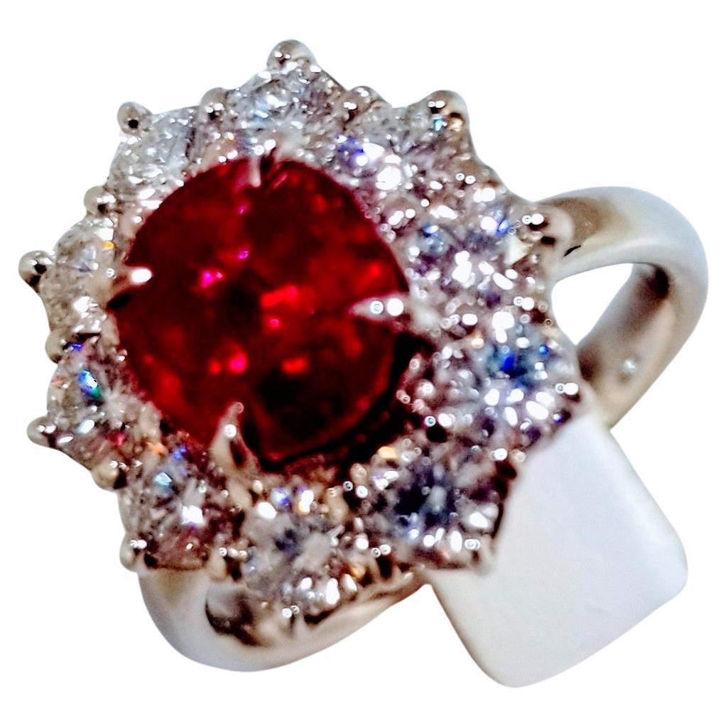 One of a kind! Rare!

This exquisite ring features an unheated Burma Mogok Red Ruby as its stunning centerpiece, accented with sparkling diamonds set in platinum. The ruby has been certified by GIA and has a rich, deep red color that is truly