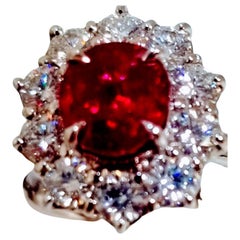 SSEF CERT PIGEON RED 2.50Ct Unheated Clean Burma Mogok Ruby Diamond Ring  