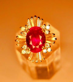 Used New SSEF Cert 5.641 CT Unheated Burma Mogok Clean Pigeon Red Ruby Diamond Ring 