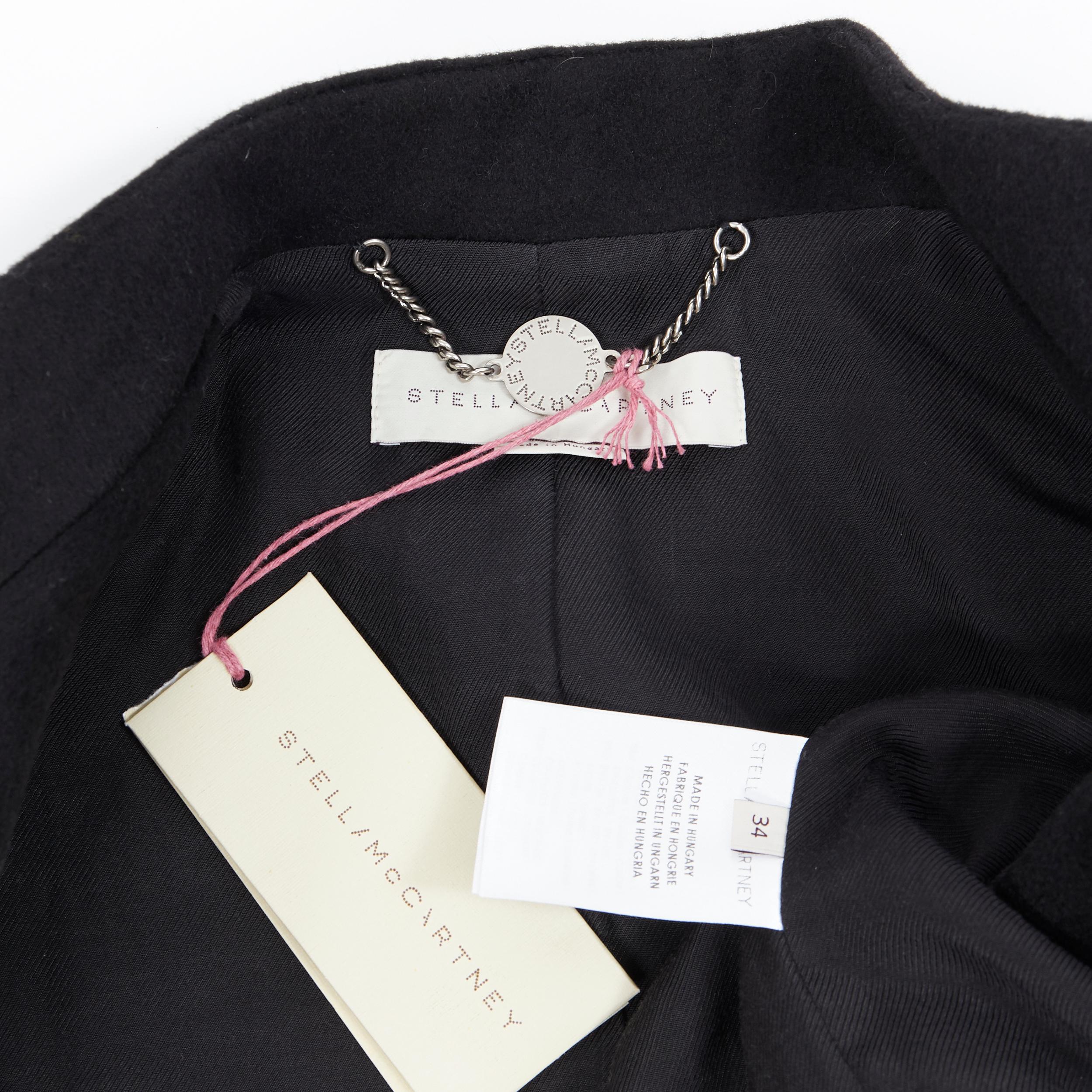 new STELLA MCCARTNEY 100% cashmere black button boxy long blazer jacket IT34 XS 4