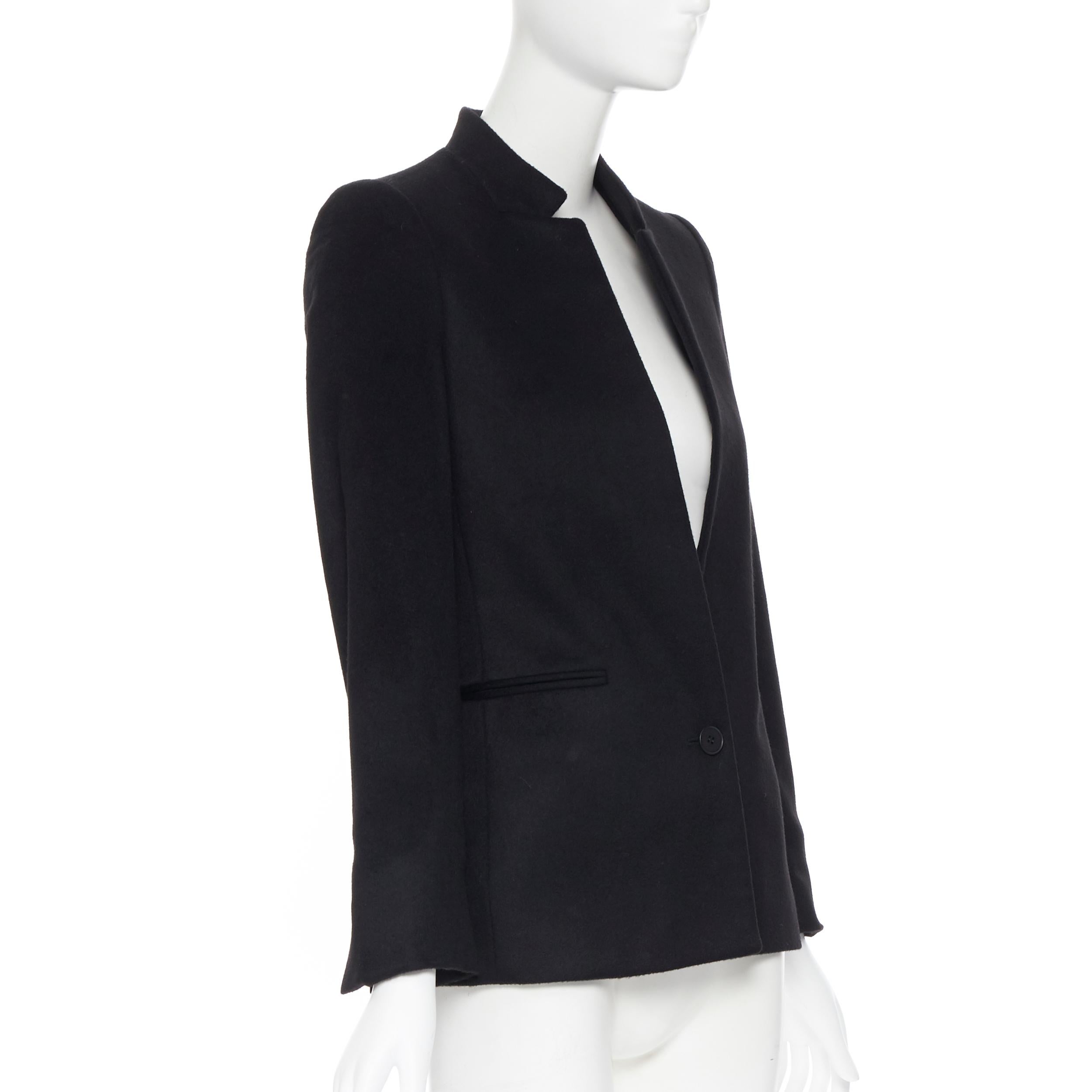 Black new STELLA MCCARTNEY 100% cashmere black button boxy long blazer jacket IT34 XS
