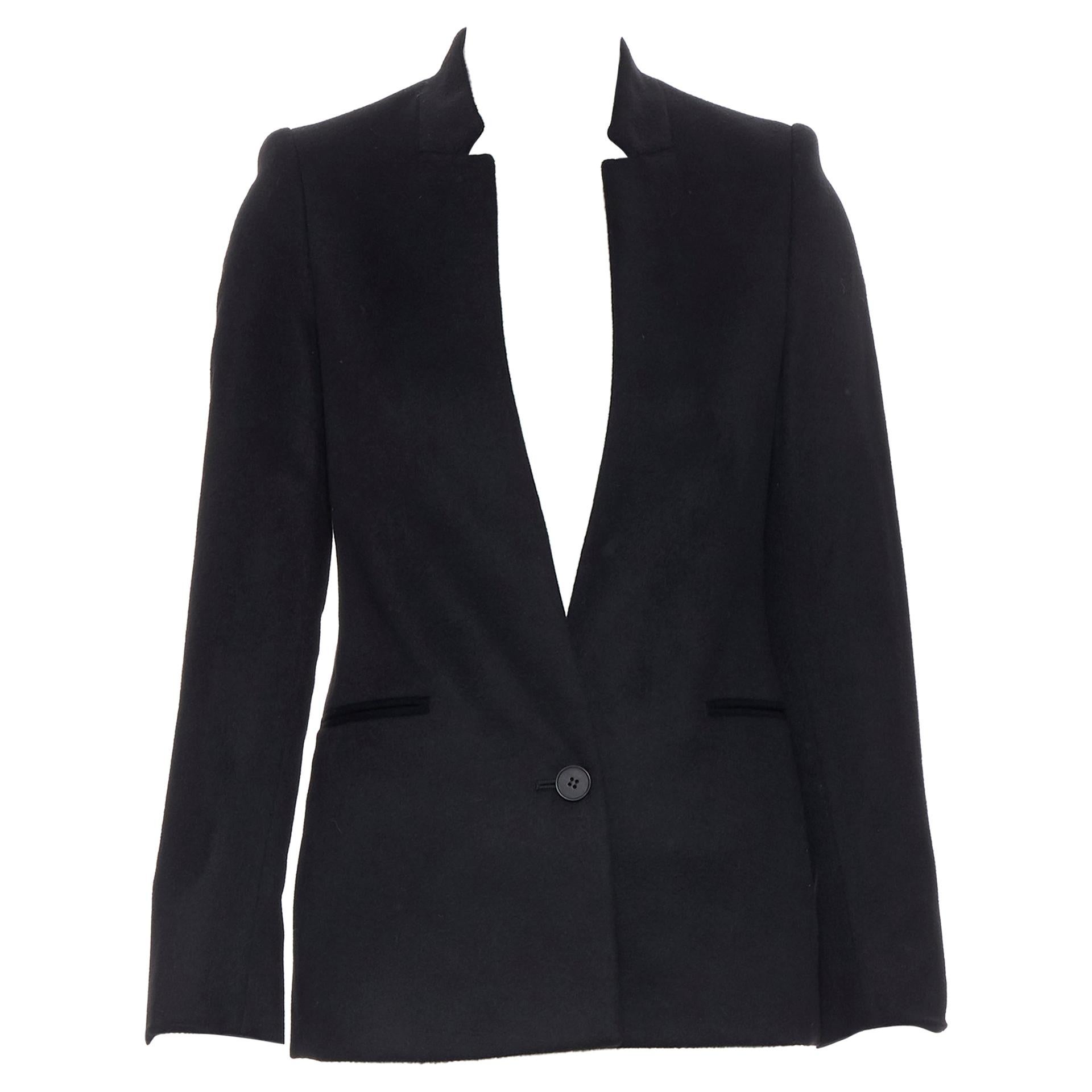 new STELLA MCCARTNEY 100% cashmere black button boxy long blazer jacket IT34 XS