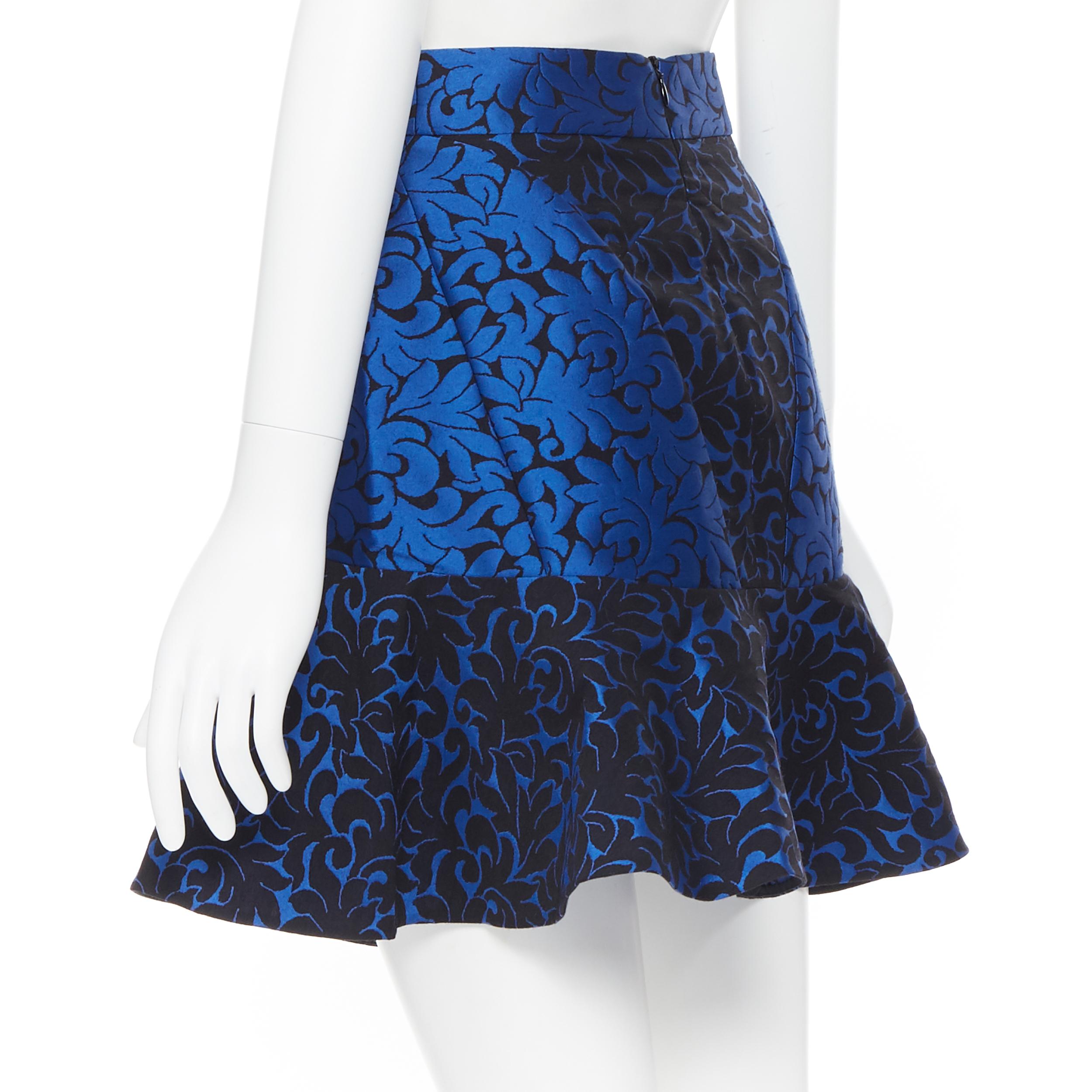 new STELLA MCCARTNEY 2012 blue black floral jacquard fit flared skirt IT36 XS 2