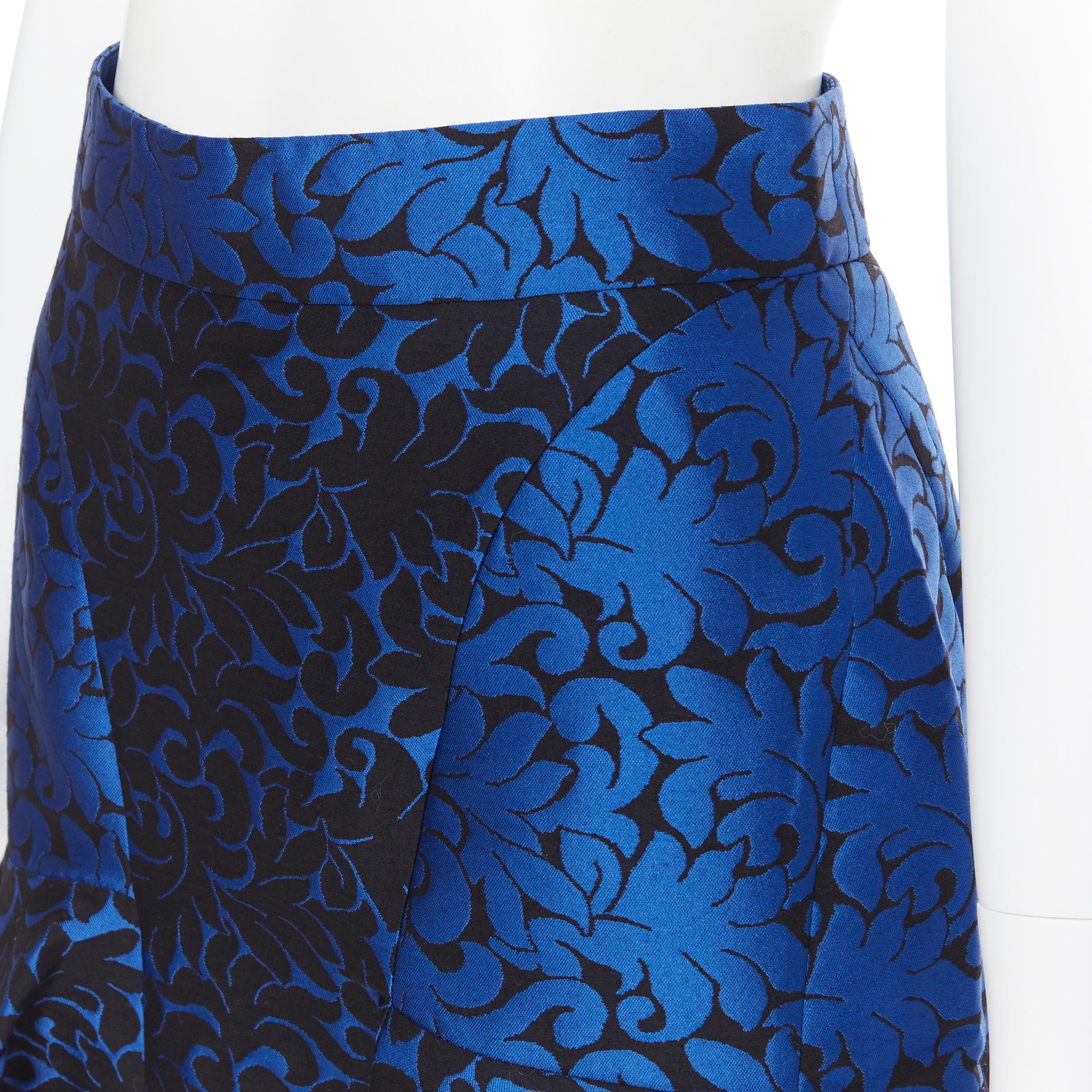 new STELLA MCCARTNEY 2012 blue black floral jacquard fit flared skirt IT36 XS 3