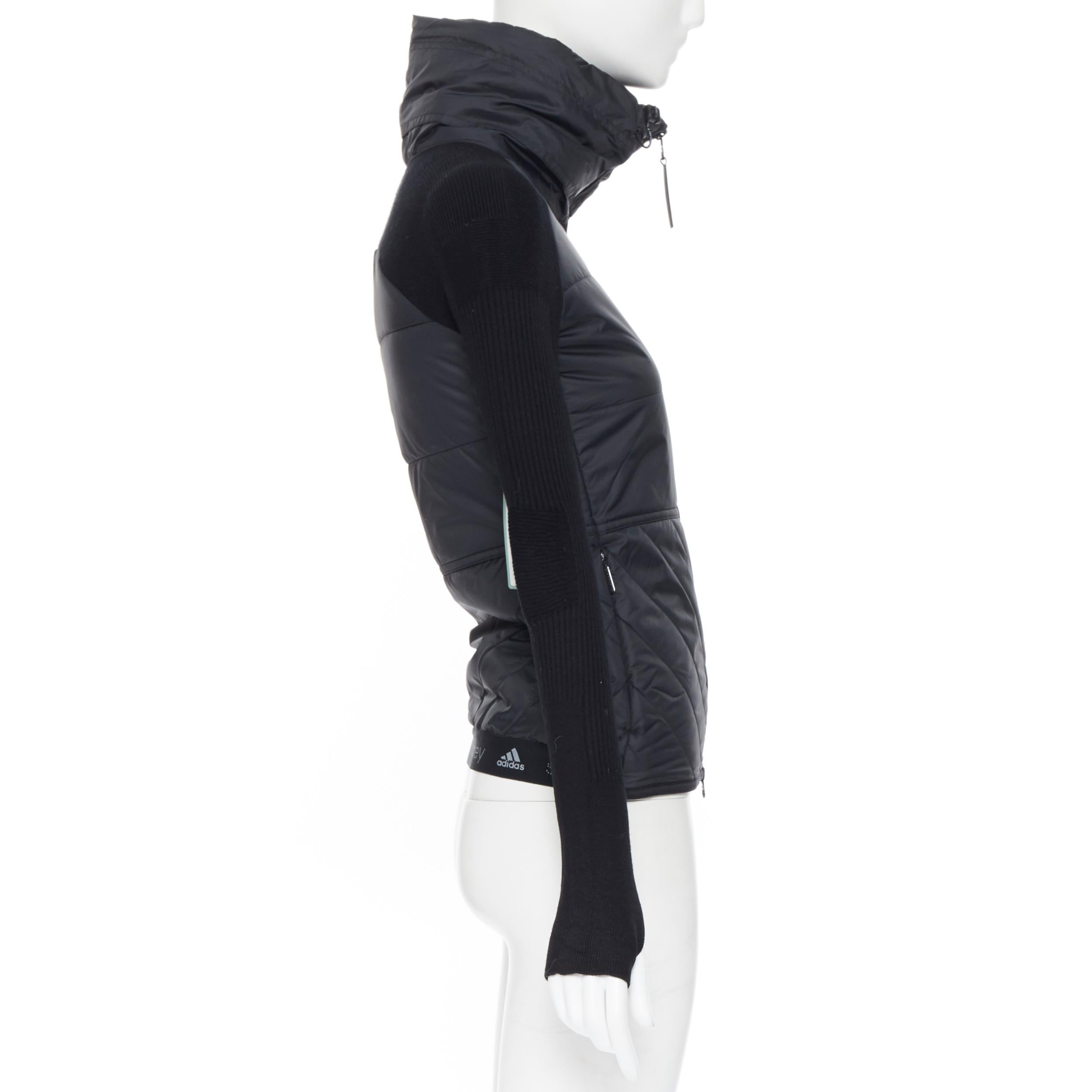 nuevo STELLA MCCARTNEY ADIDAS negro acolchado de nylon calcetín de punto ajustado chaqueta de manga XS 1