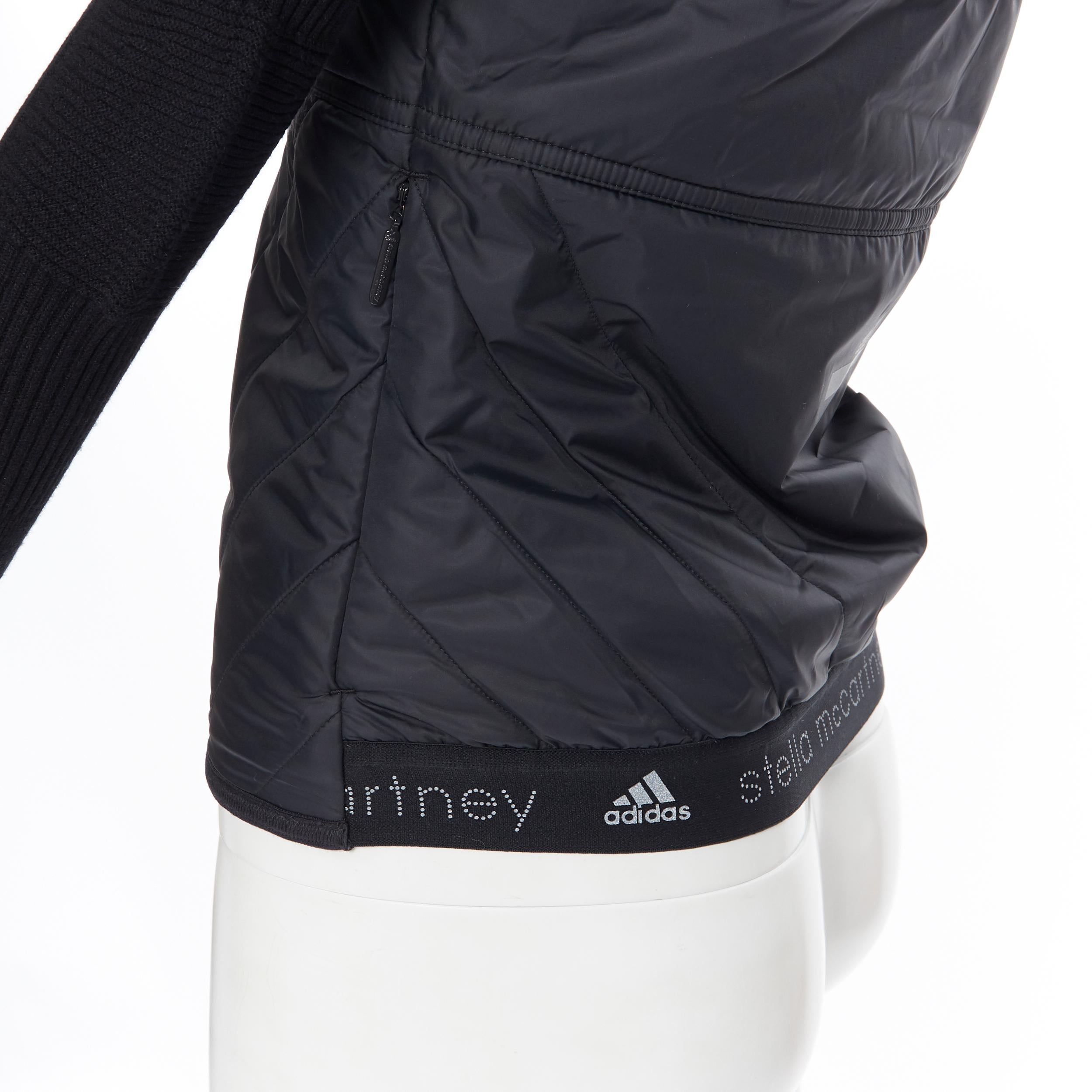 new STELLA MCCARTNEY ADIDAS black padded nylon sock knit fitted sleeve jacket XS 1