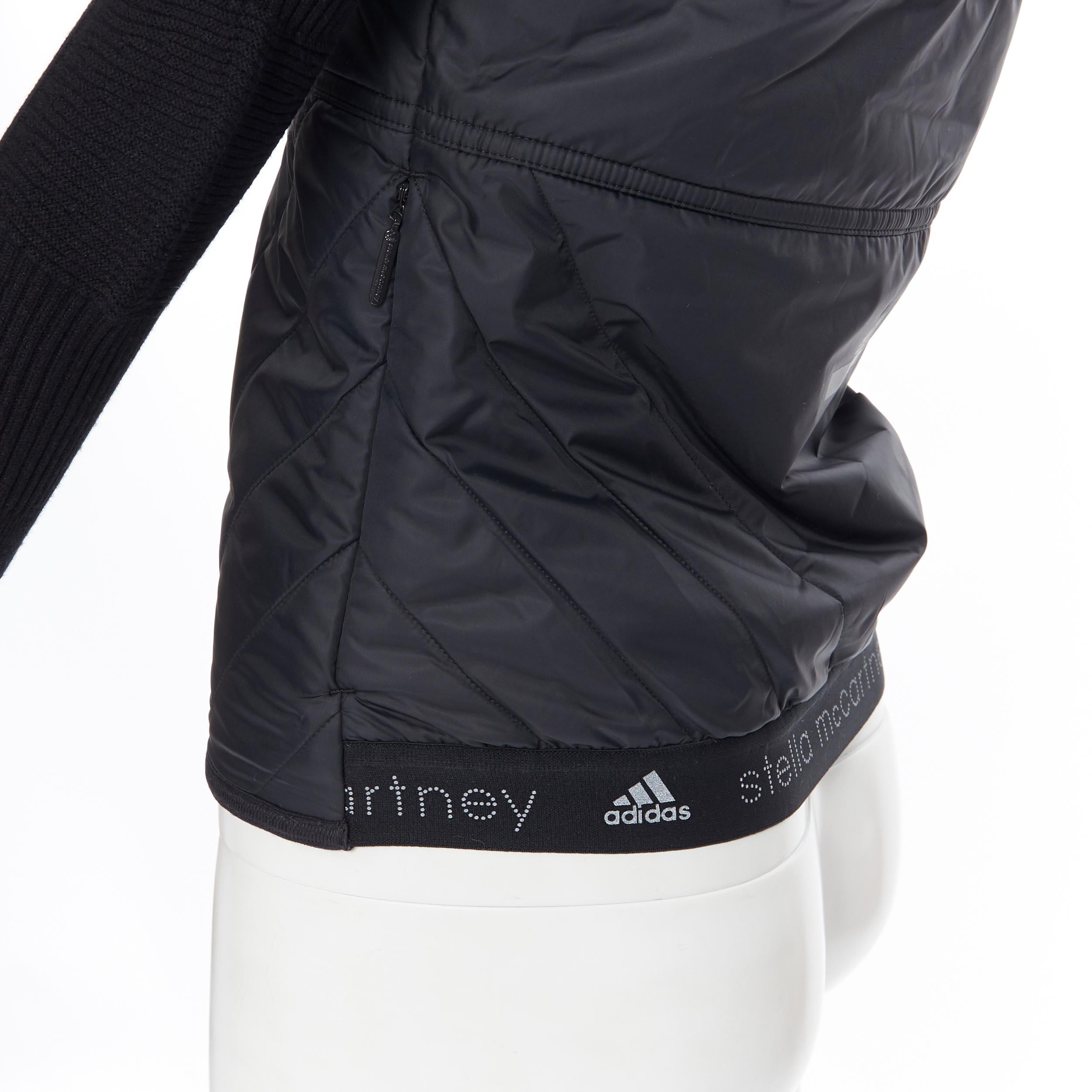 nuevo STELLA MCCARTNEY ADIDAS negro acolchado de nylon calcetín de punto ajustado chaqueta de manga XS 4