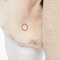 new STELLA MCCARTNEY beige faux fur dropped shoulder cropped hooded pullover